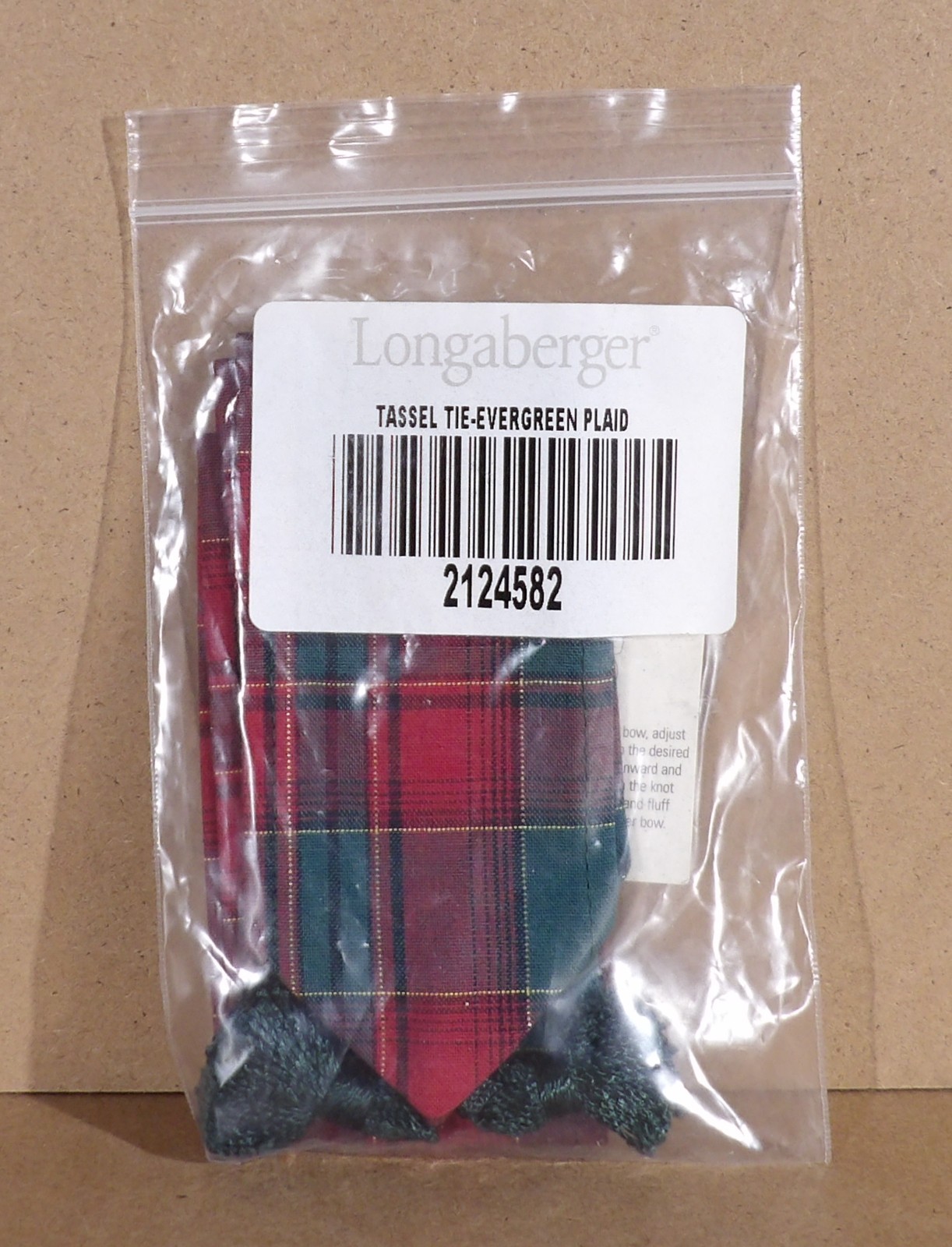 Longaberger Tassel Tie Evergreen Plaid Basket Liner 2124582 NEW