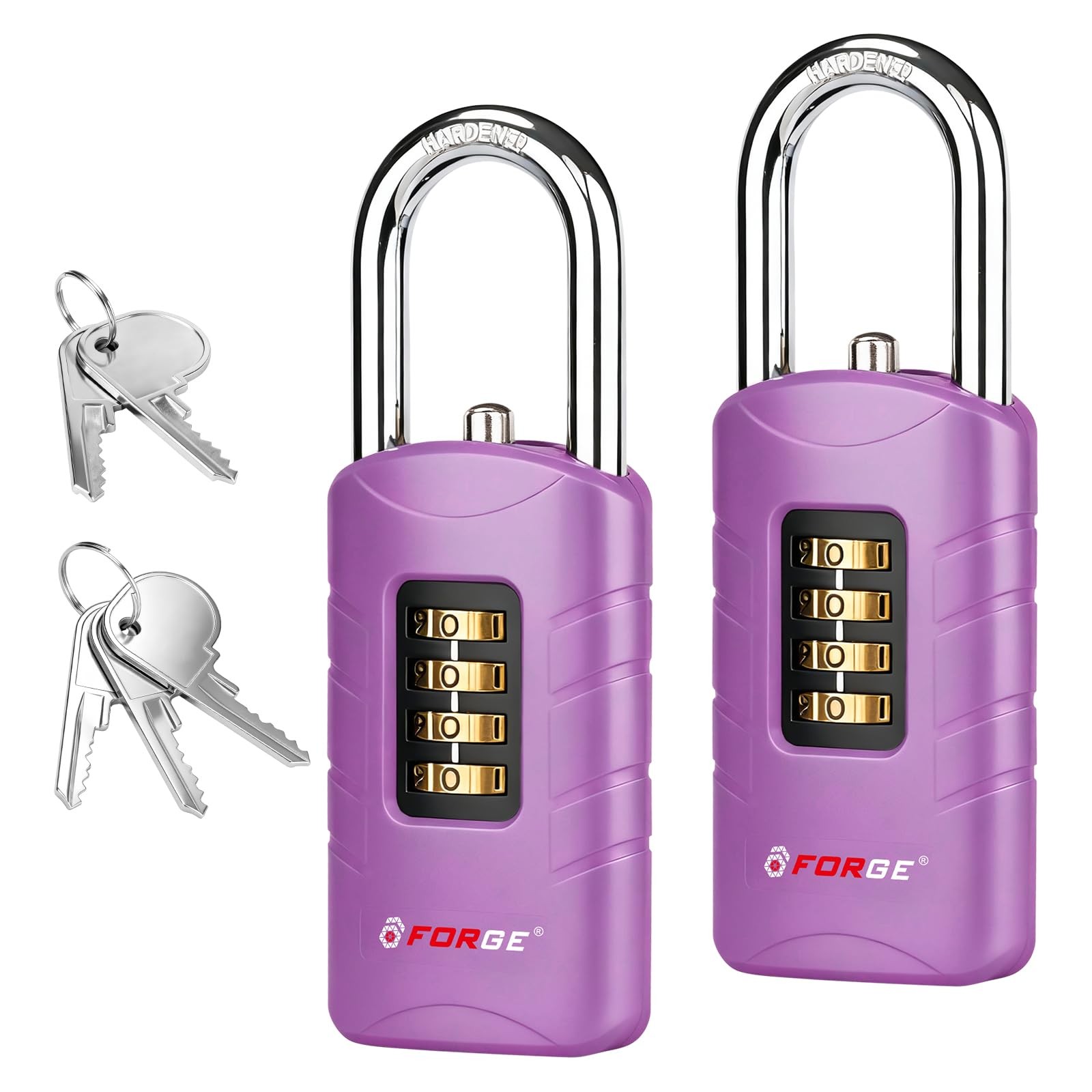 Forge 4-Digit Combination Padlock with Backup Keys, Recover Forgotten Code, W...