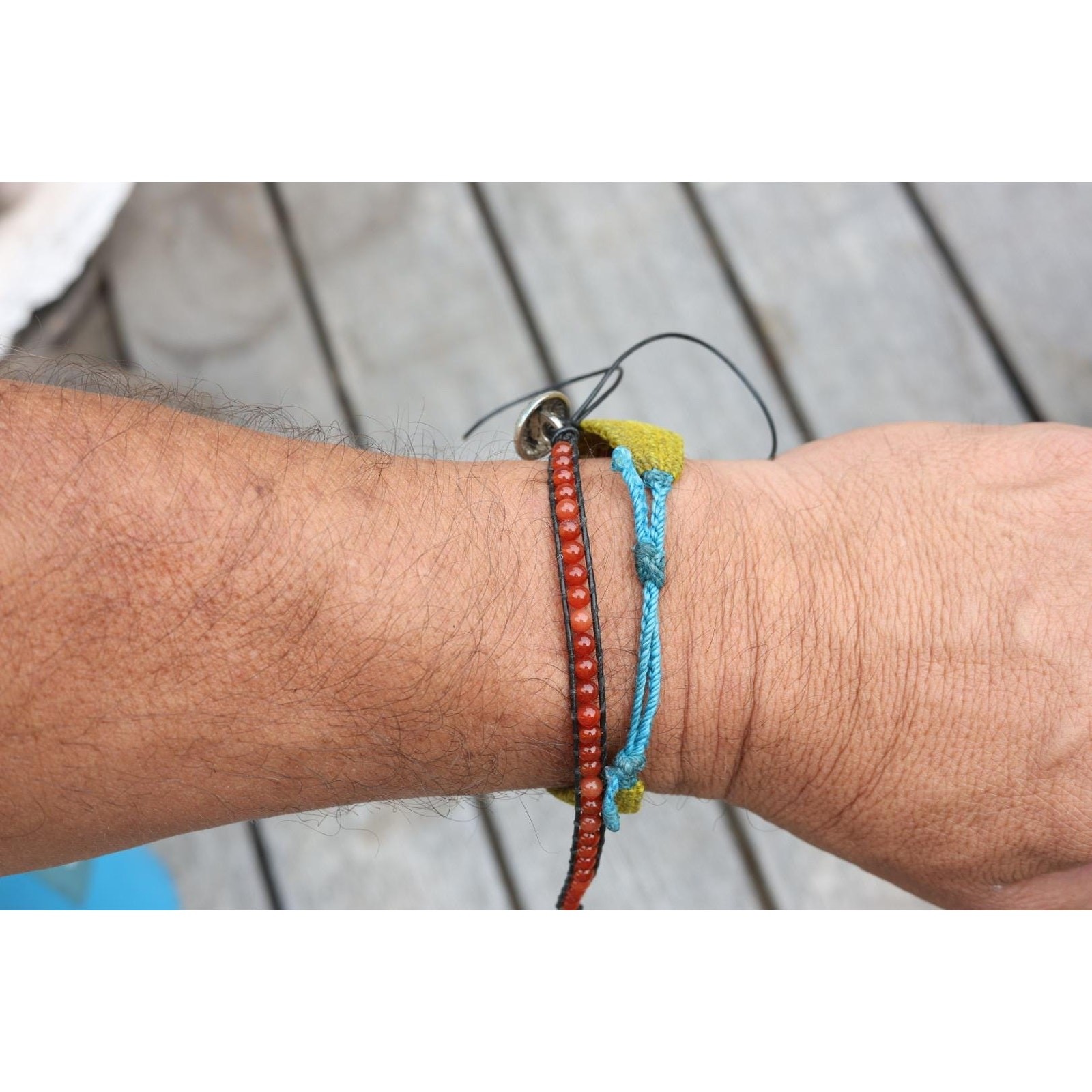 Carnelian Bead Wrap Bracelet Buffalo Concho Southwestern