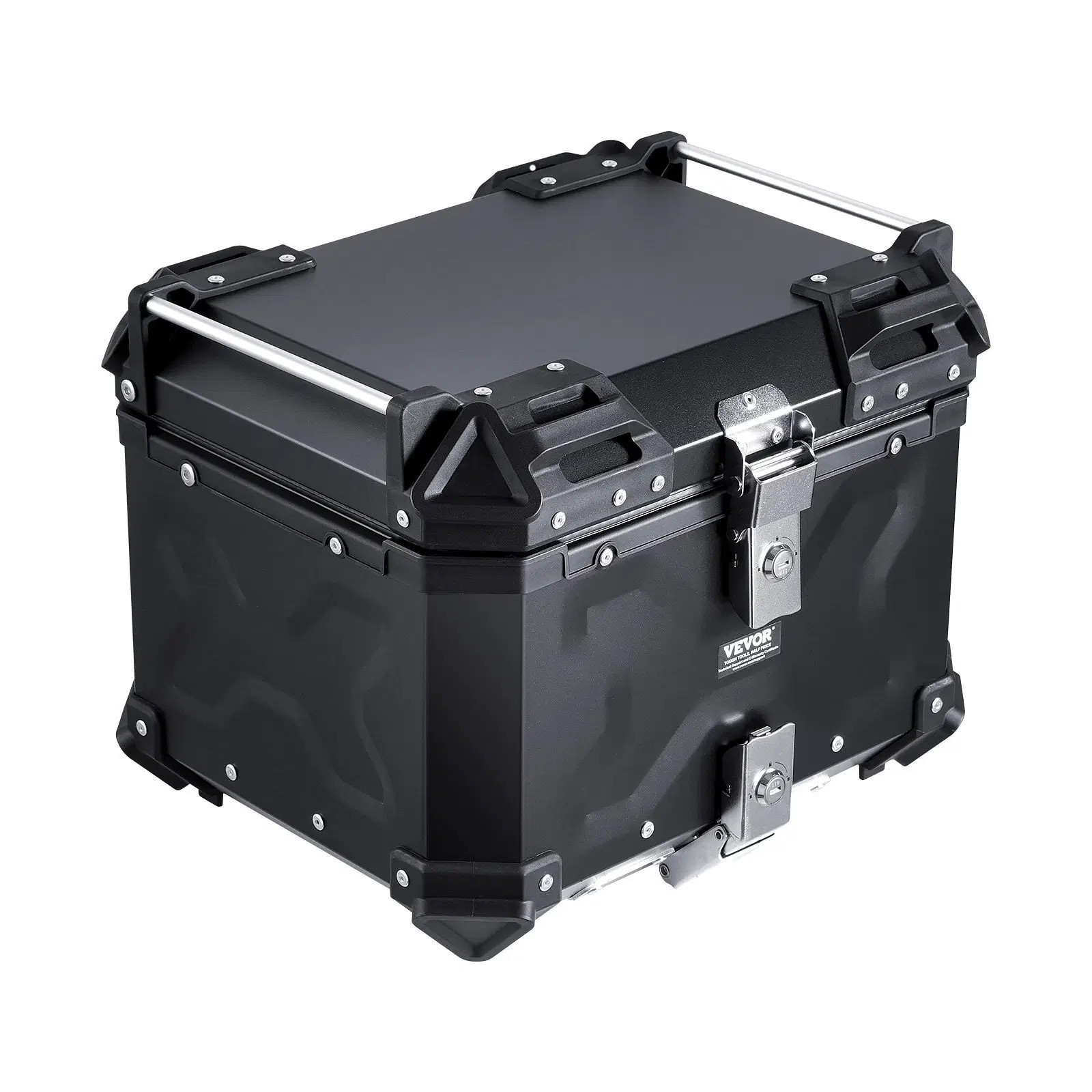 Motorcycle Top Case, Universal Aluminum Alloy Motorbike Tail Box with Leather Li
