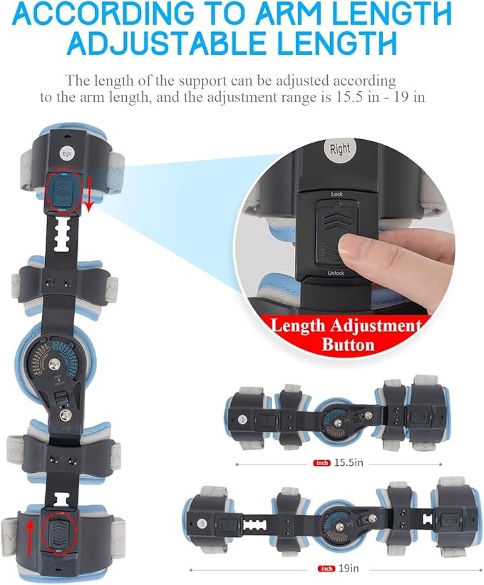 Hinged Elbow Brace ROM Elbow Brace Support with Strap Sling Adjustable Post Op