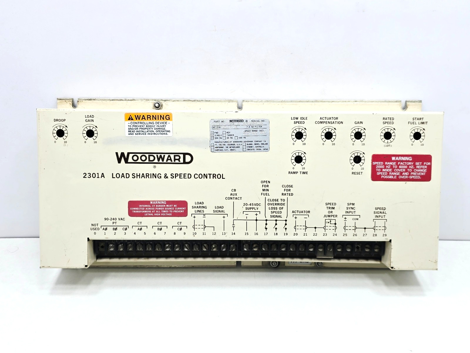 WOODWARD 2301A LOAD SHARING & SPEED CONTROL 9905-199 A  ( CAT 4P1579 )