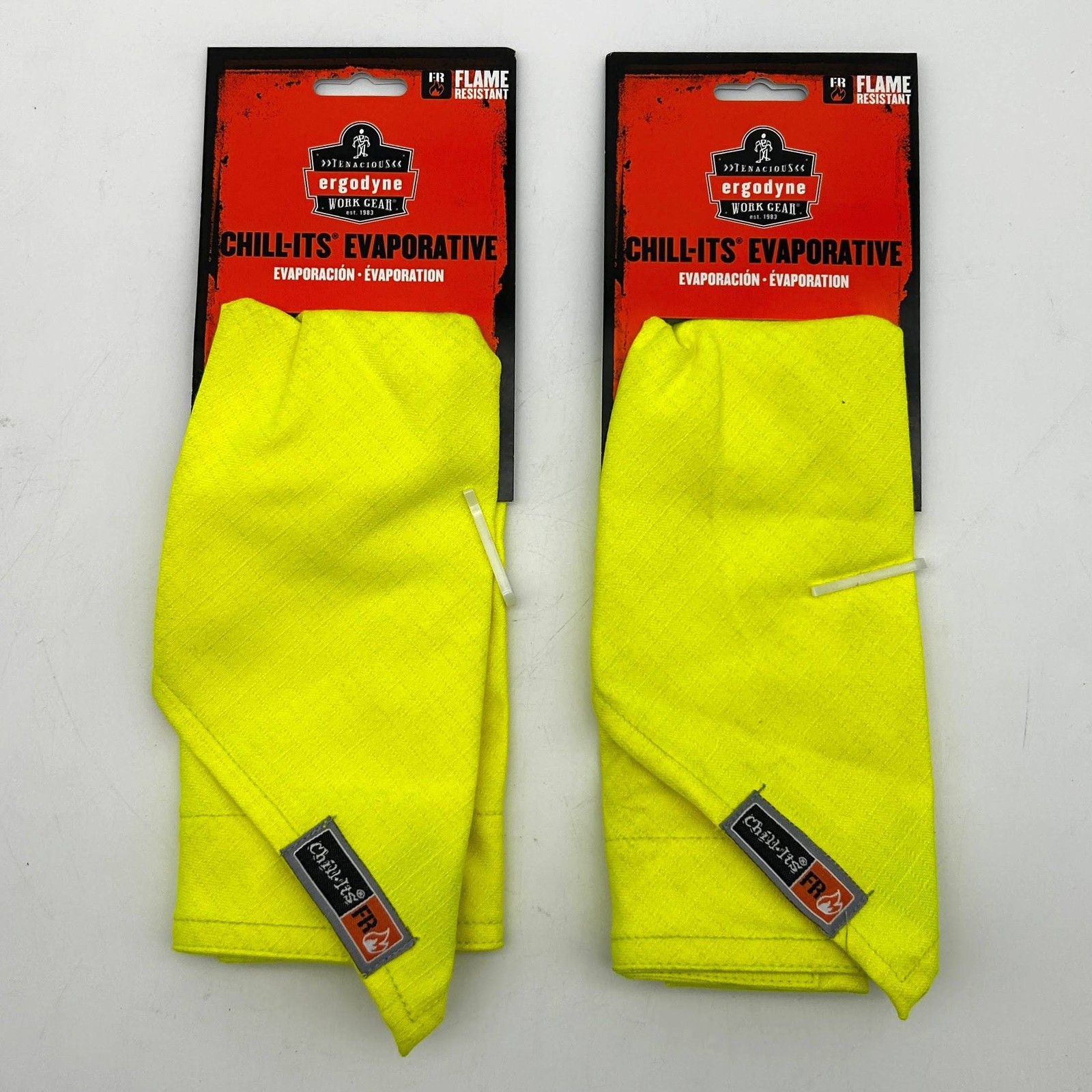 Ergodyne Chill-Its 6710FR Hat Triangle Cooling FR w Polymers Hi Vis Lime 2pk