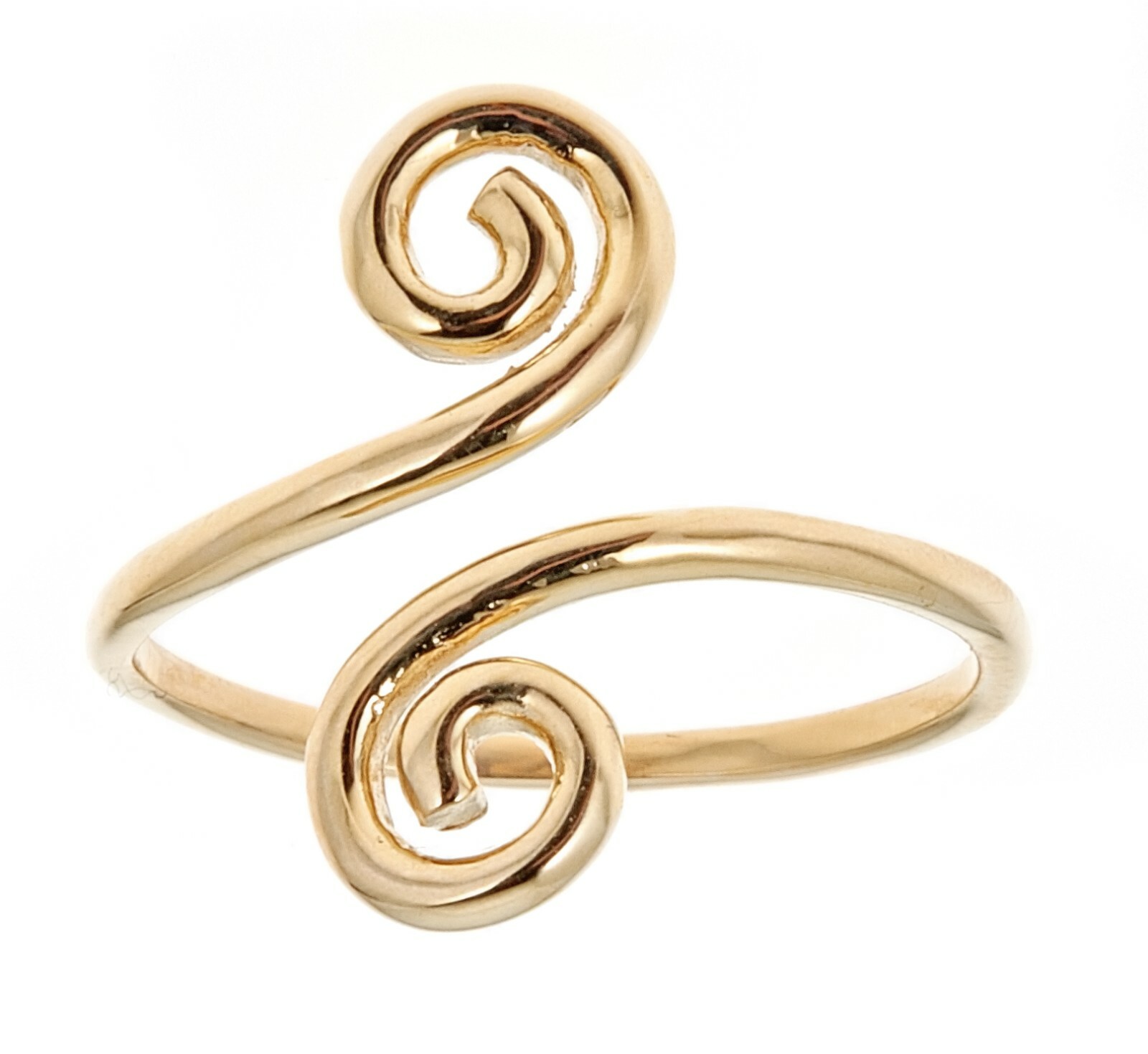Toe Ring or pinky ring Adjustable Genuine 10K  Yellow Gold Swirl