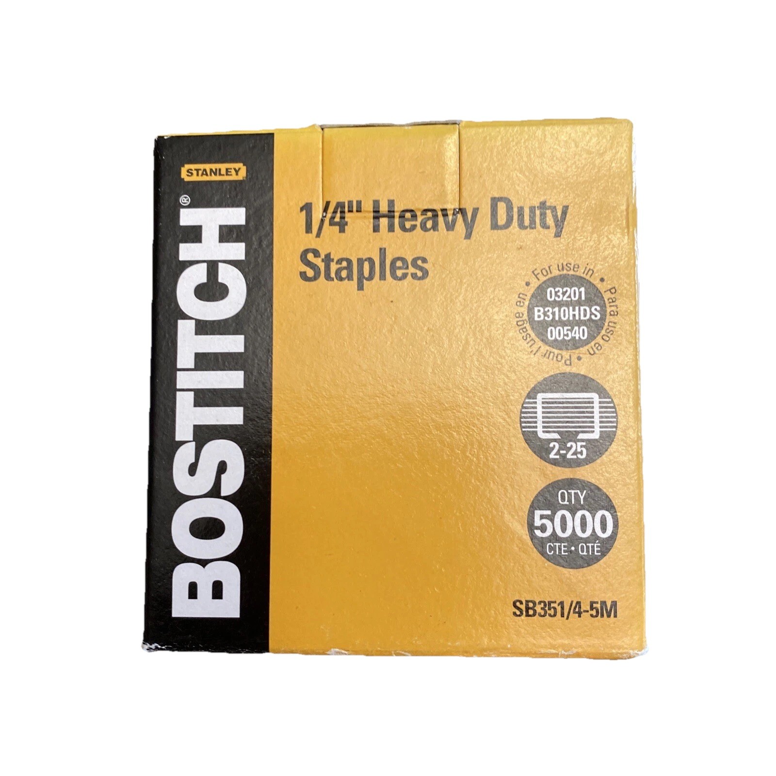 Bostitch Heavy Duty Premium Staples – 1/4" (0.25") Leg, 5,000 Count