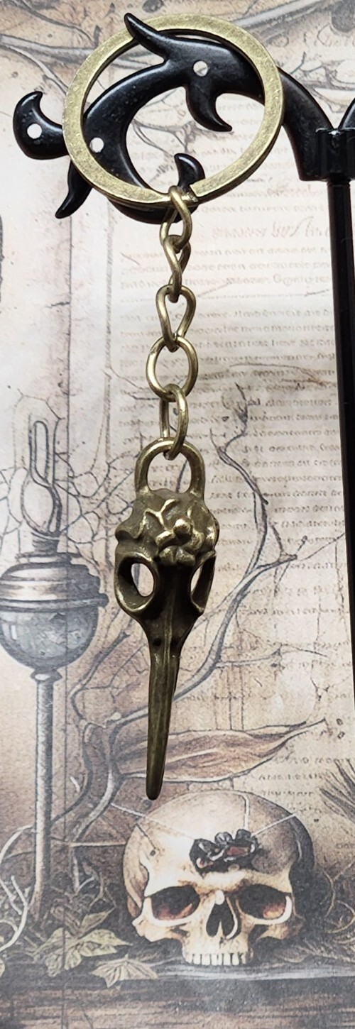 Bird Skull Keychain Halloween Spooky Goth Ancient Bronze FREE SHIPPING