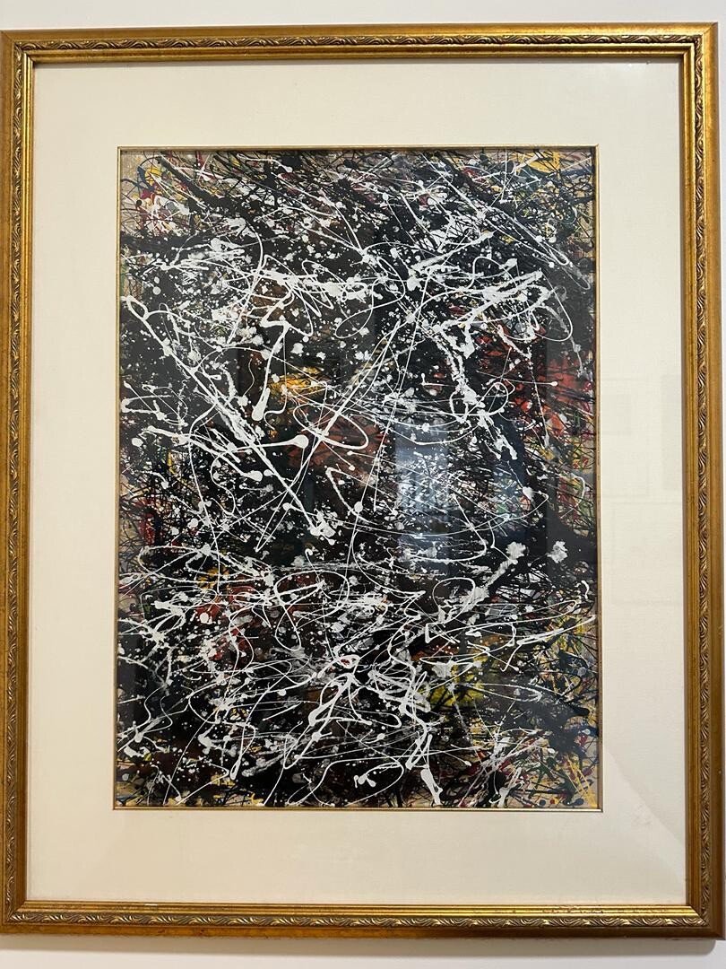 Jackson Pollock Style painting - Abstract Expressionist painting on Board Framed