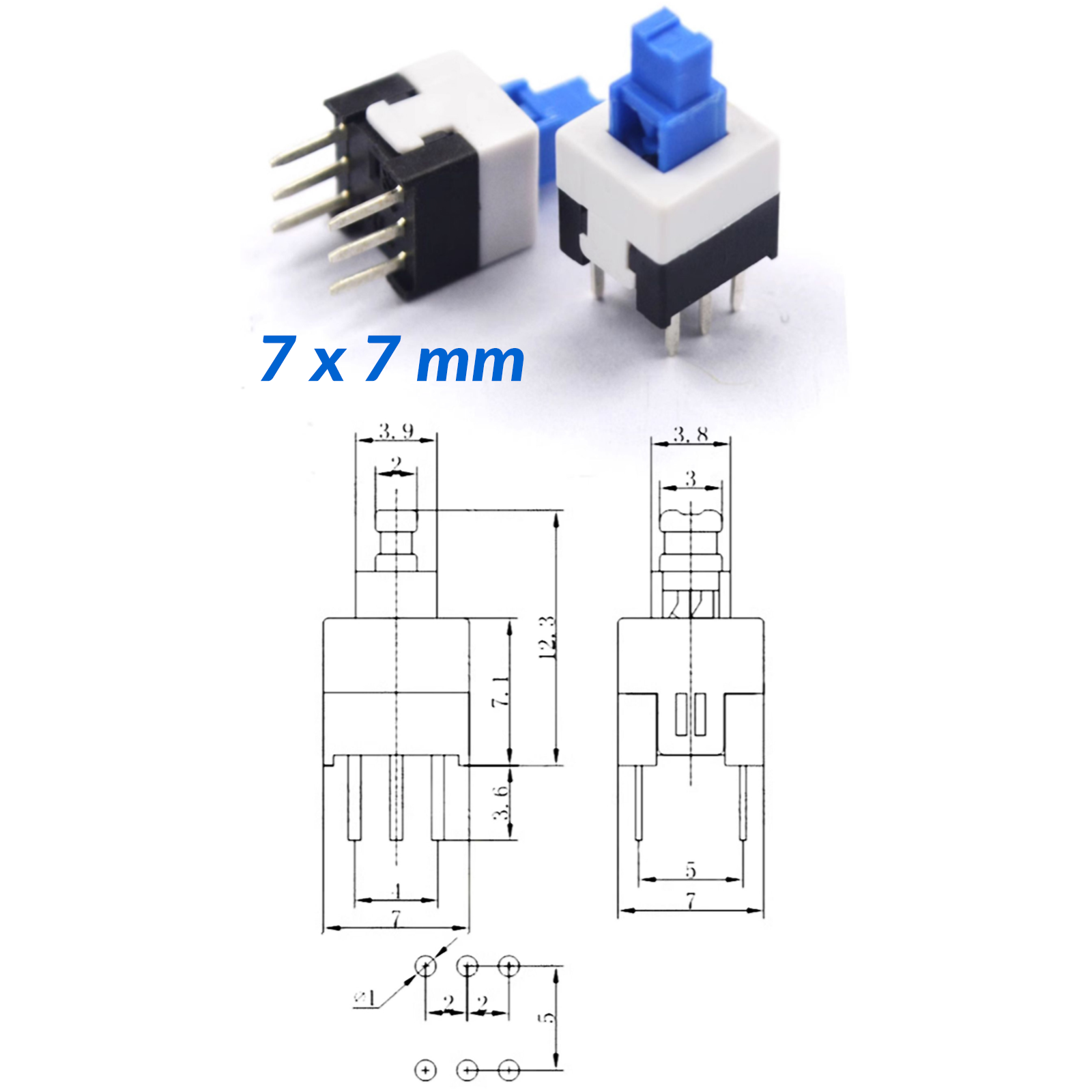 Mini Latching / Momentary PCB Push Button Switch 6 Pin 5.8x5.8 7x7 8x8 8.5x8.5mm