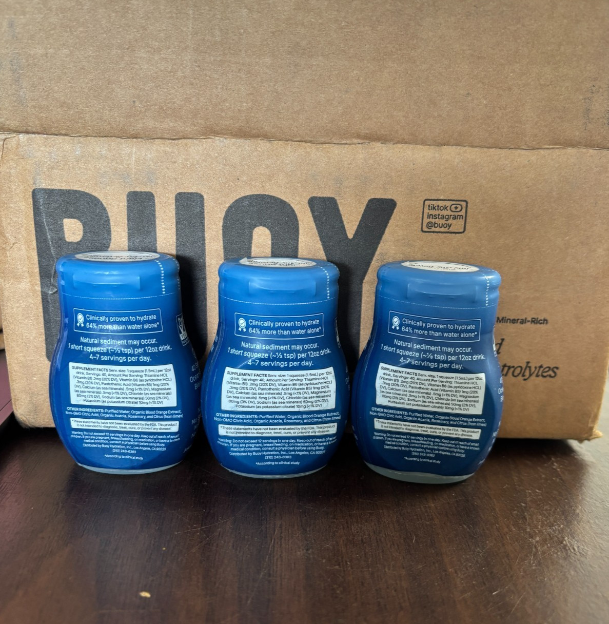 Buoy Hydration Drops 3 Pack Unflavored Liquid Electrolytes