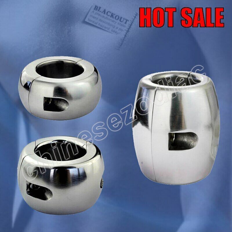 Stainless Steel Testicle Ball Stretcher Scrotum Ring Locking Pendant Weight Male