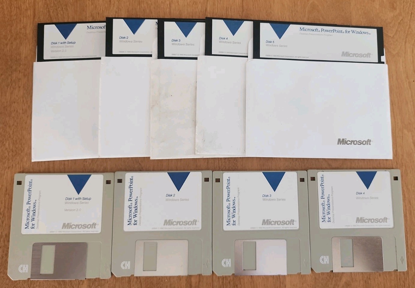 Vintage Microsoft PowerPoint 2.0 for Windows (1990) Dual Format Floppy Disk Set