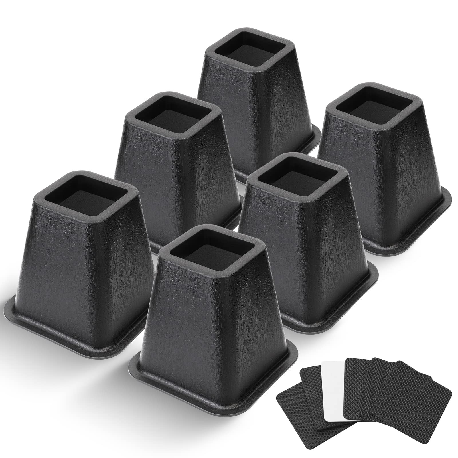 Bed Riser Furniture Lift Heavy Duty Height Adjustment Black 6 Pack 6 Inch