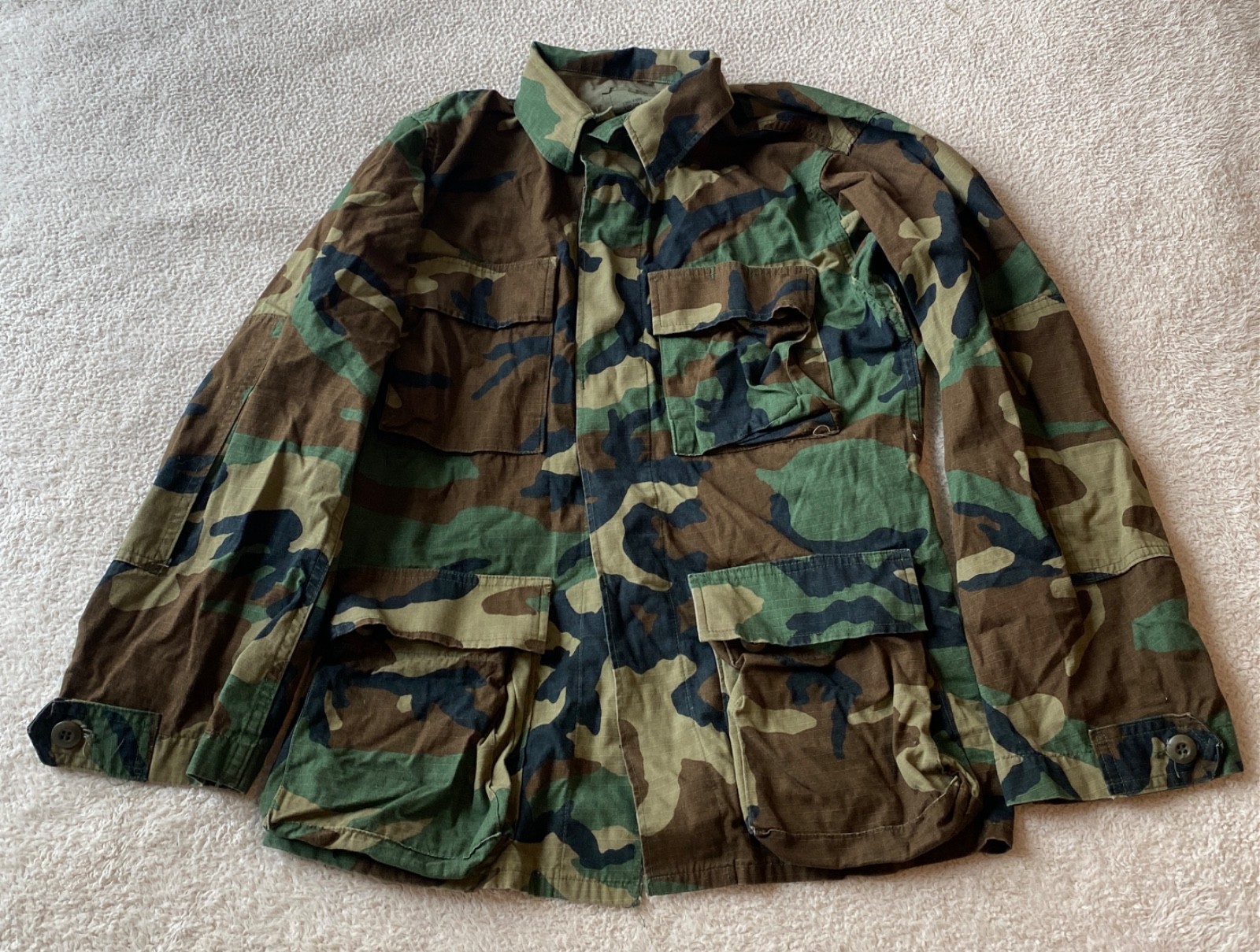 VTG 1989 Army Ripstop BDU Hot Weather Coat M81 Woodland Combat XS Regular