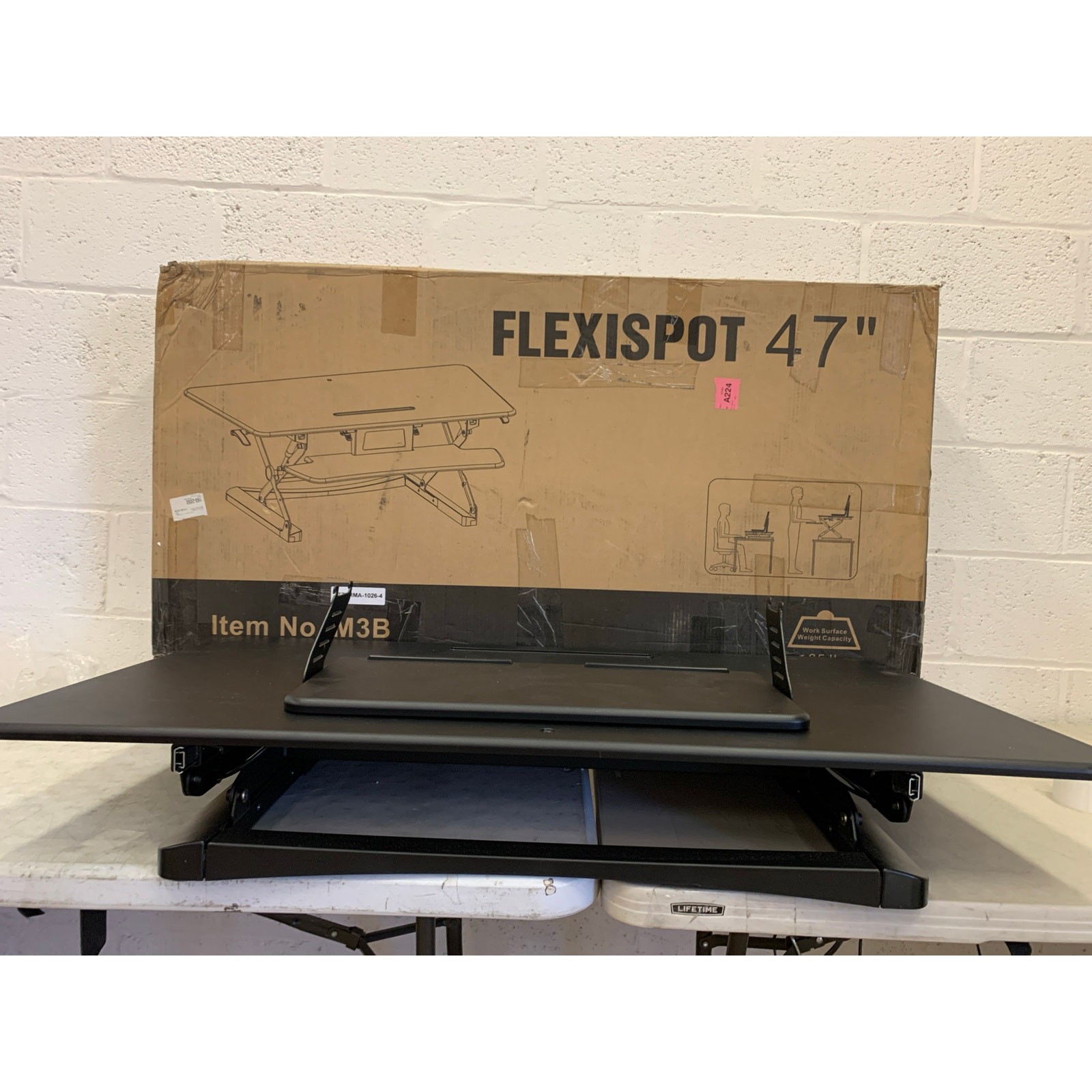 FlexiSpot Standing Desk Converter 47" Computer Riser DAMAGED KEYBOARD TRAY