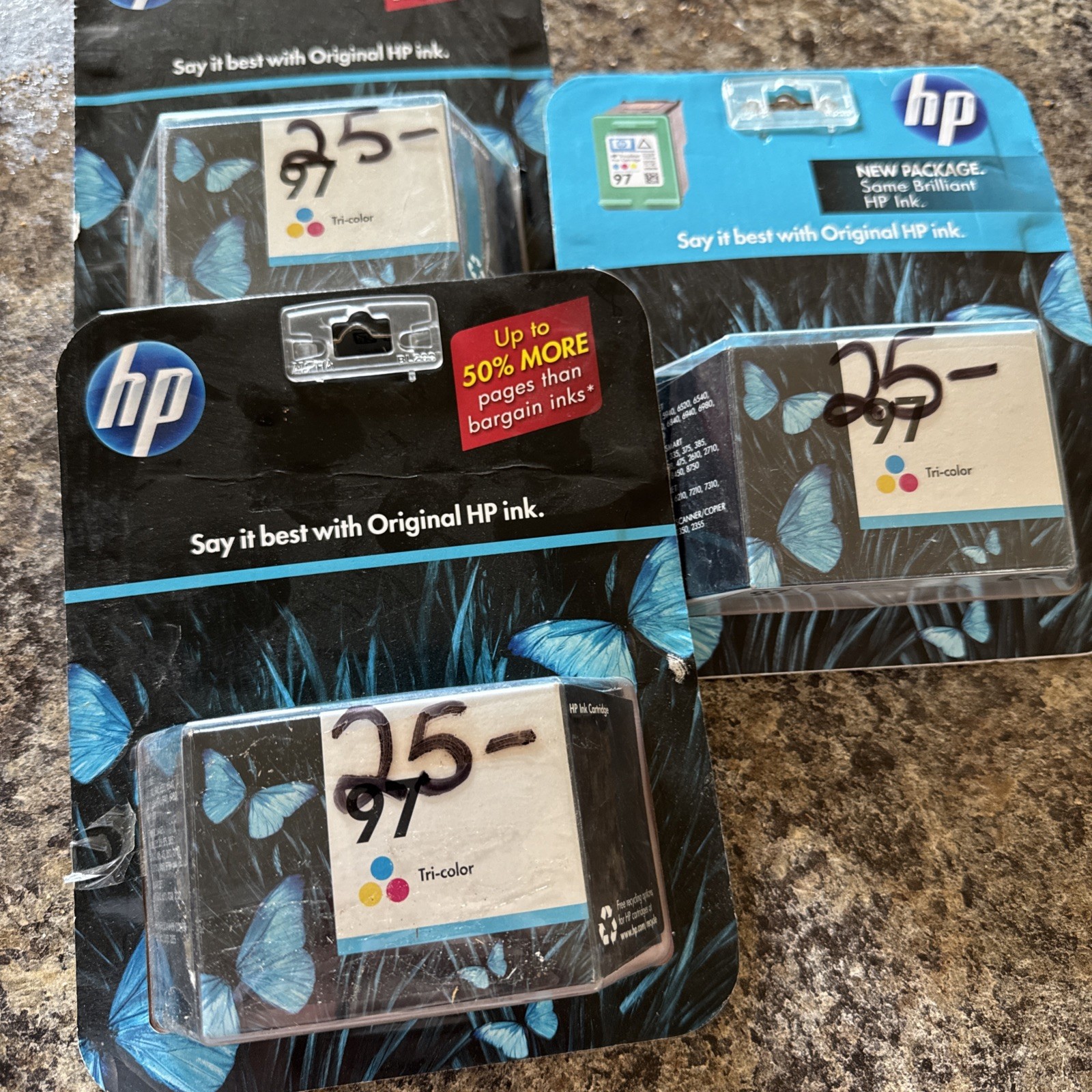 HP 97 Tri-color Ink Cartridge Lot of 3 Expired November 2011