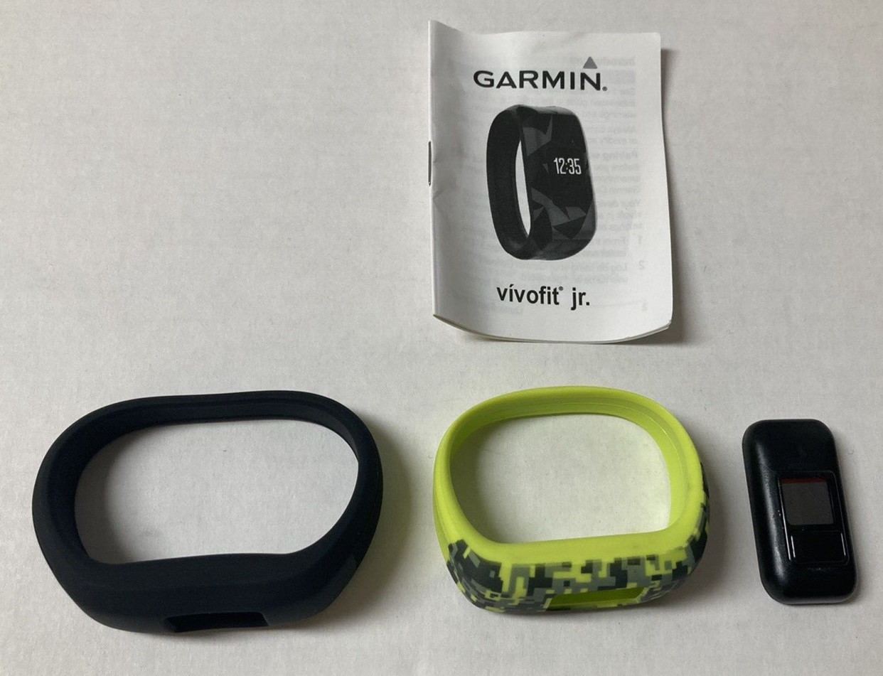 Garman Vivofit Jr. Replacement Bands 1 Green Camo & 1 Black + Parts Device