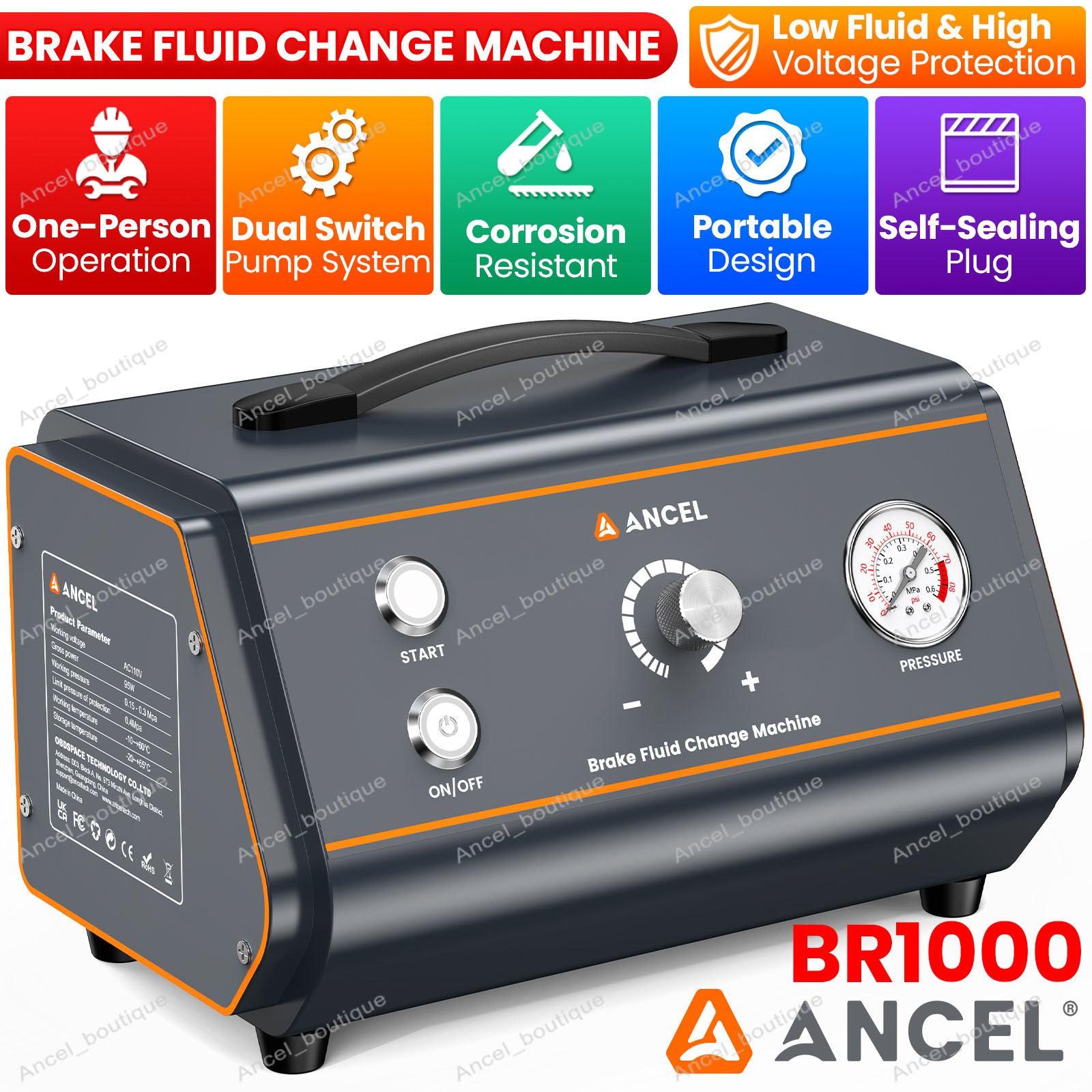 ANCEL BR1000 Brake Fluid Change Machine Corrosion Resistant Auto Repair Tool