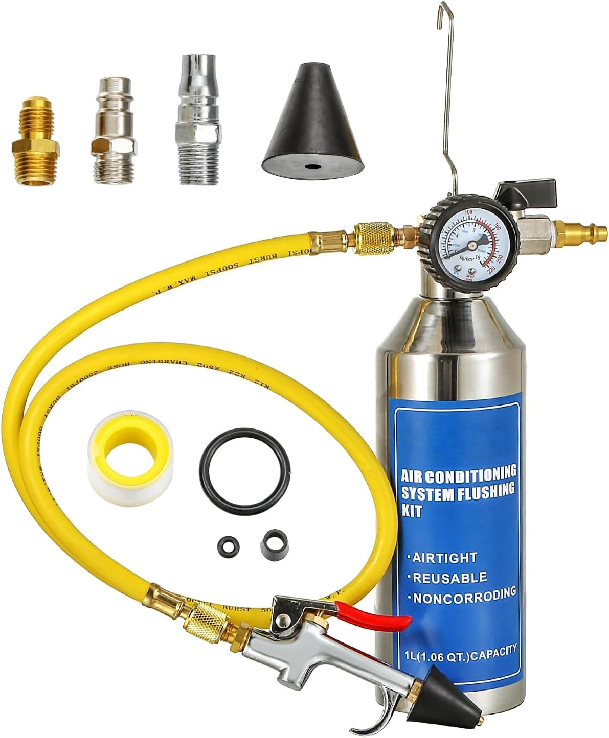 AC Flush Kit, AC Flush Tool with Thickened Stainless Steel Tank, Car & Home AC F