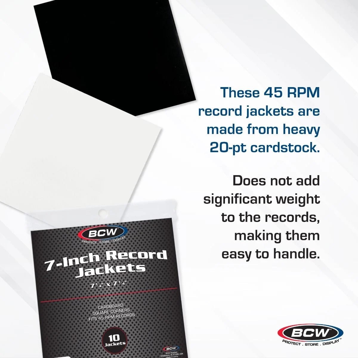 BCW White 7 Inch Record Paper Jacket No Hole 45 RPM Vinyl Collections Pack of 10