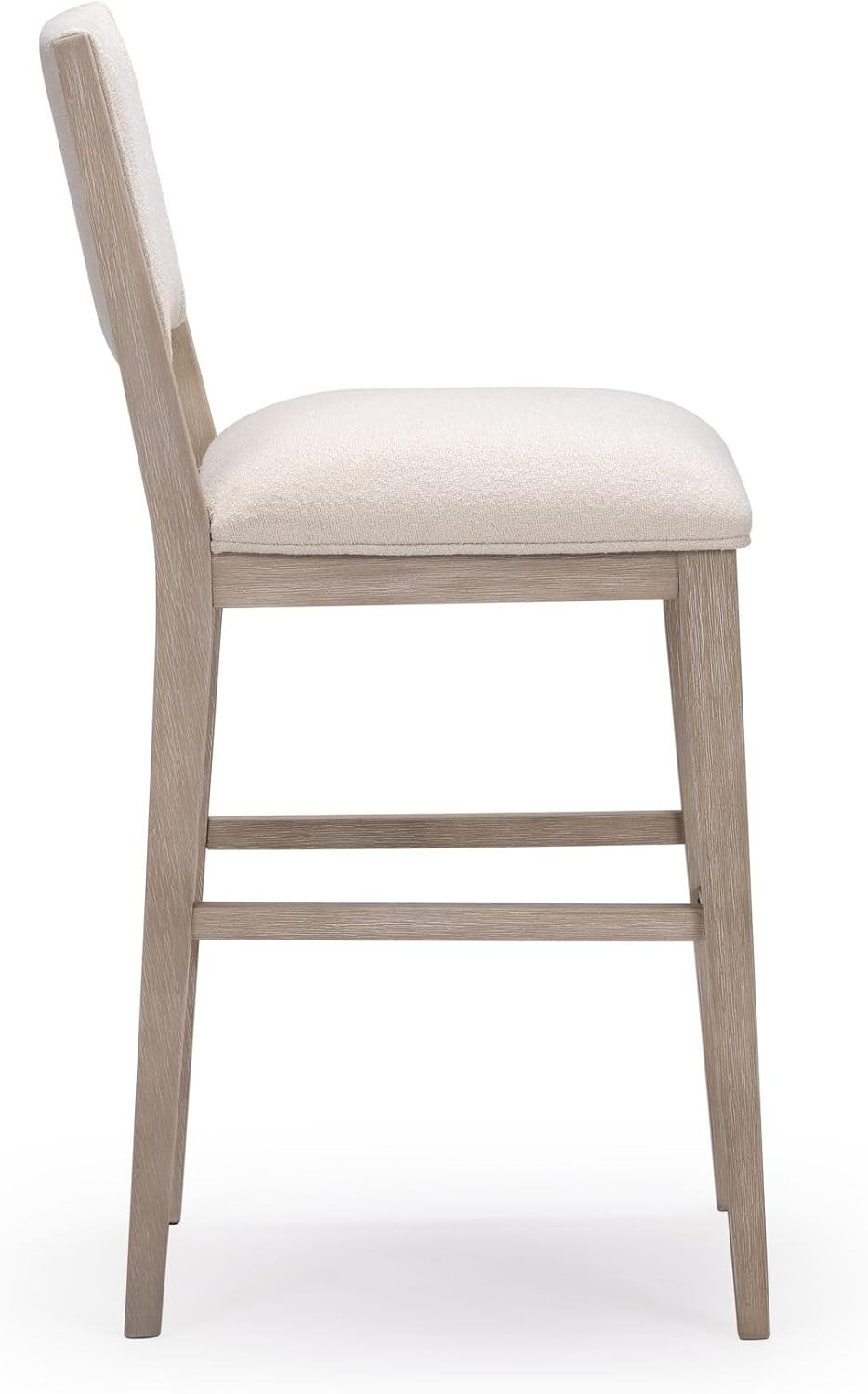 Set of 2 Antique White 30" Wood Bar Stools with Cushioned Back, Ivory