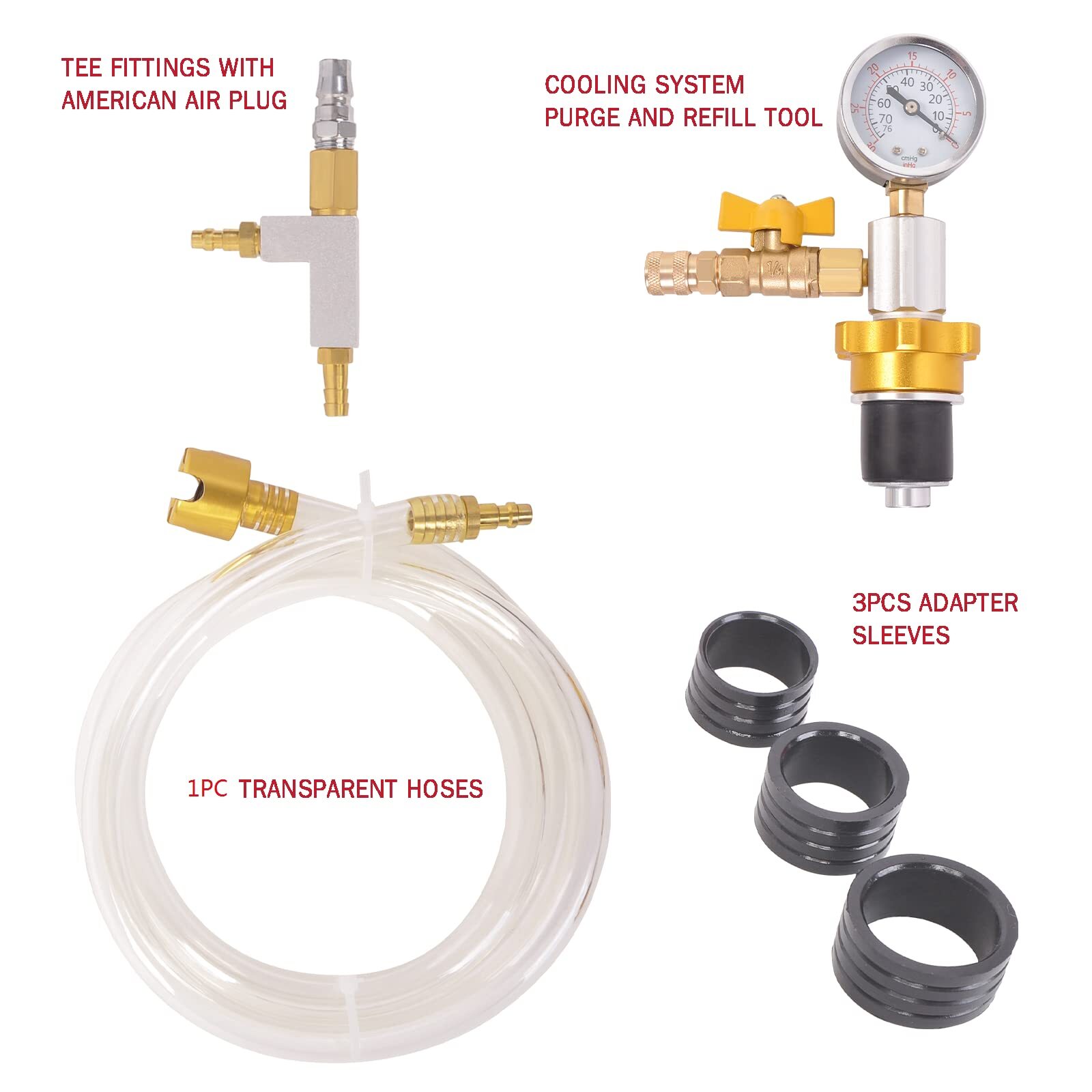 Engine Cooling System Vacuum Purge & Refill Kit Set Universal Pro Tools