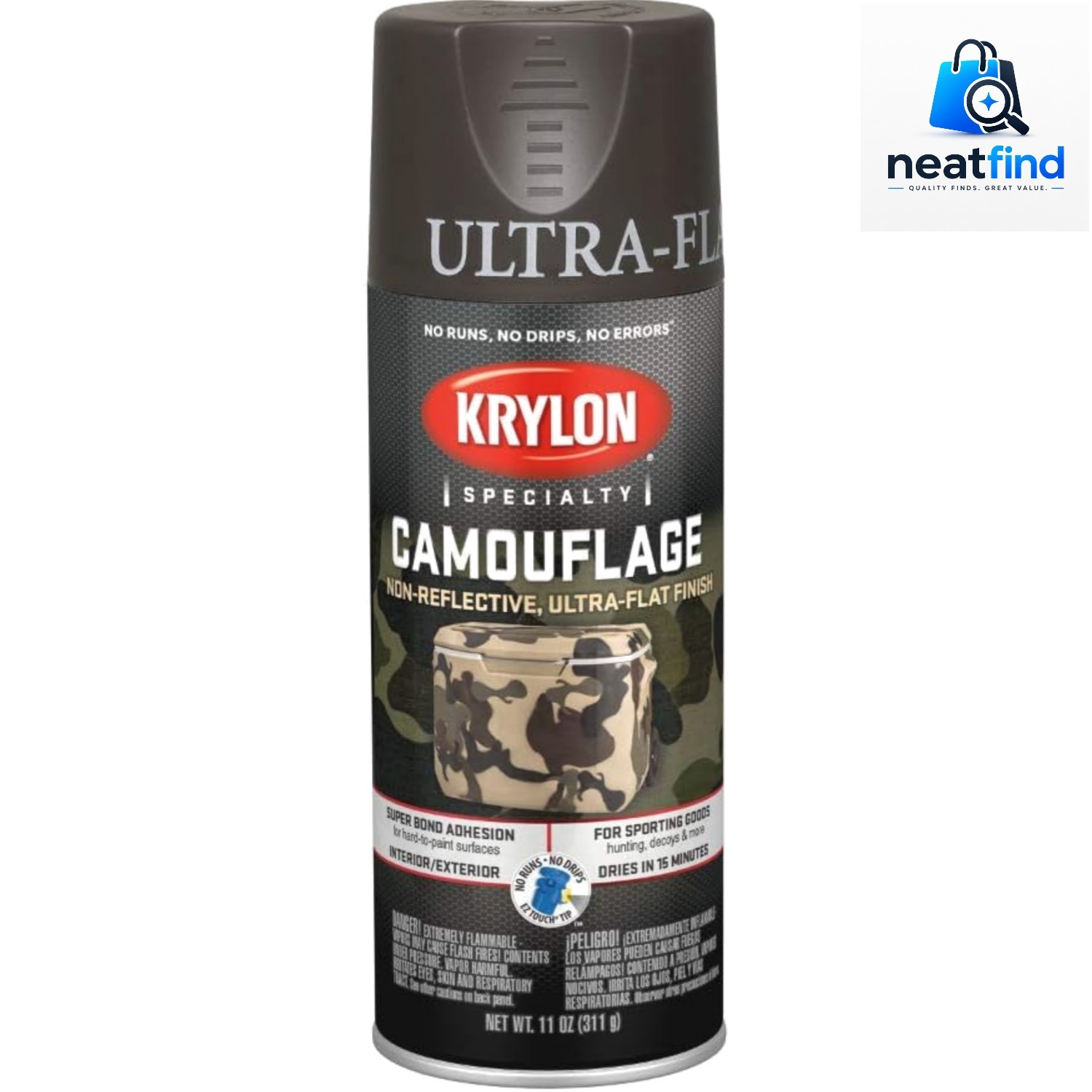 Camouflage 11 Oz. Ultra-Flat Spray Paint, Brown - 1 Each
