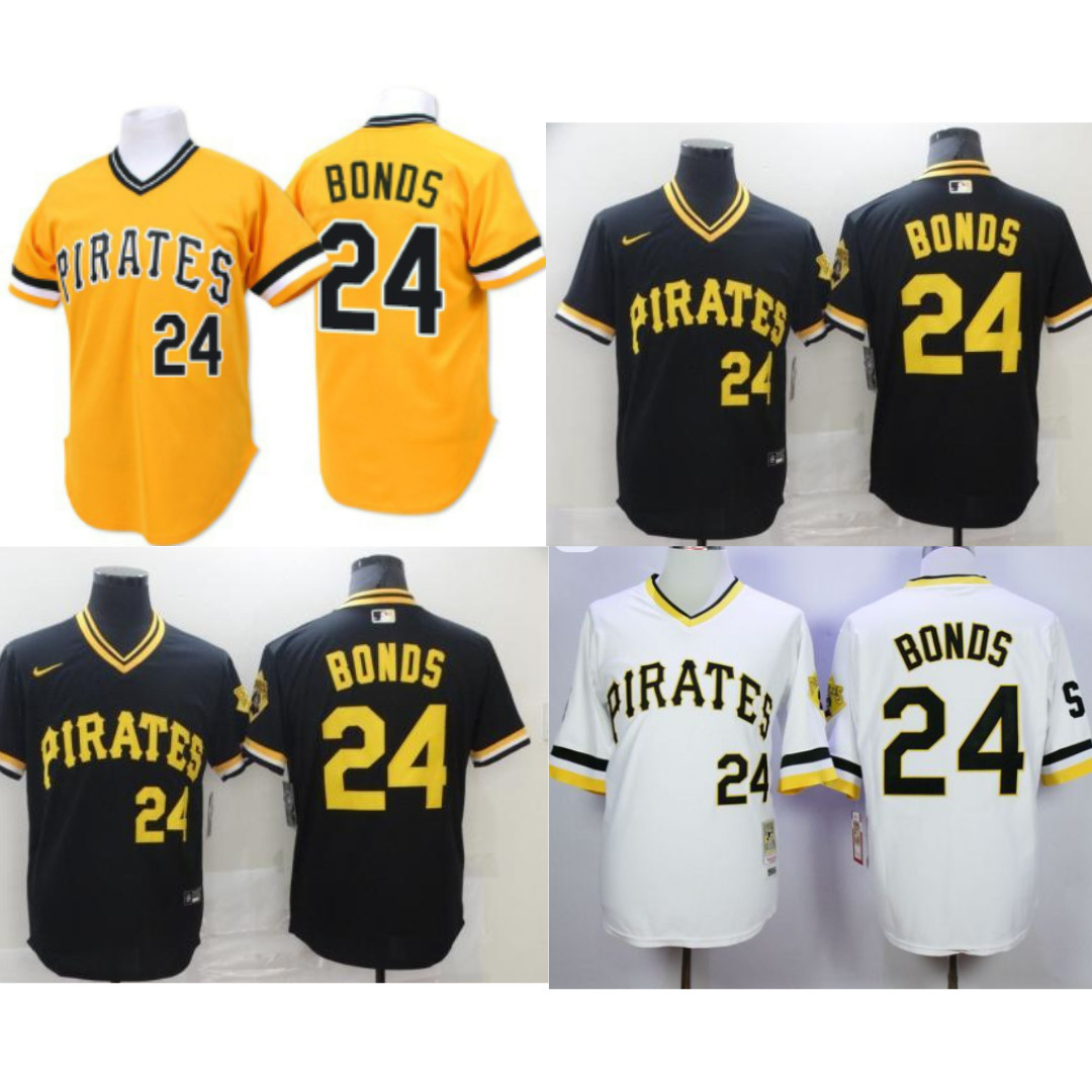 Barry #24 Bonds Throwback MEN Stitched Jersey Black/White/Yellow