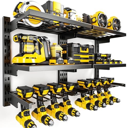 Large Modular Power Tool Organizer Wall Mount With 6 Adjustable Shelf, Heavy