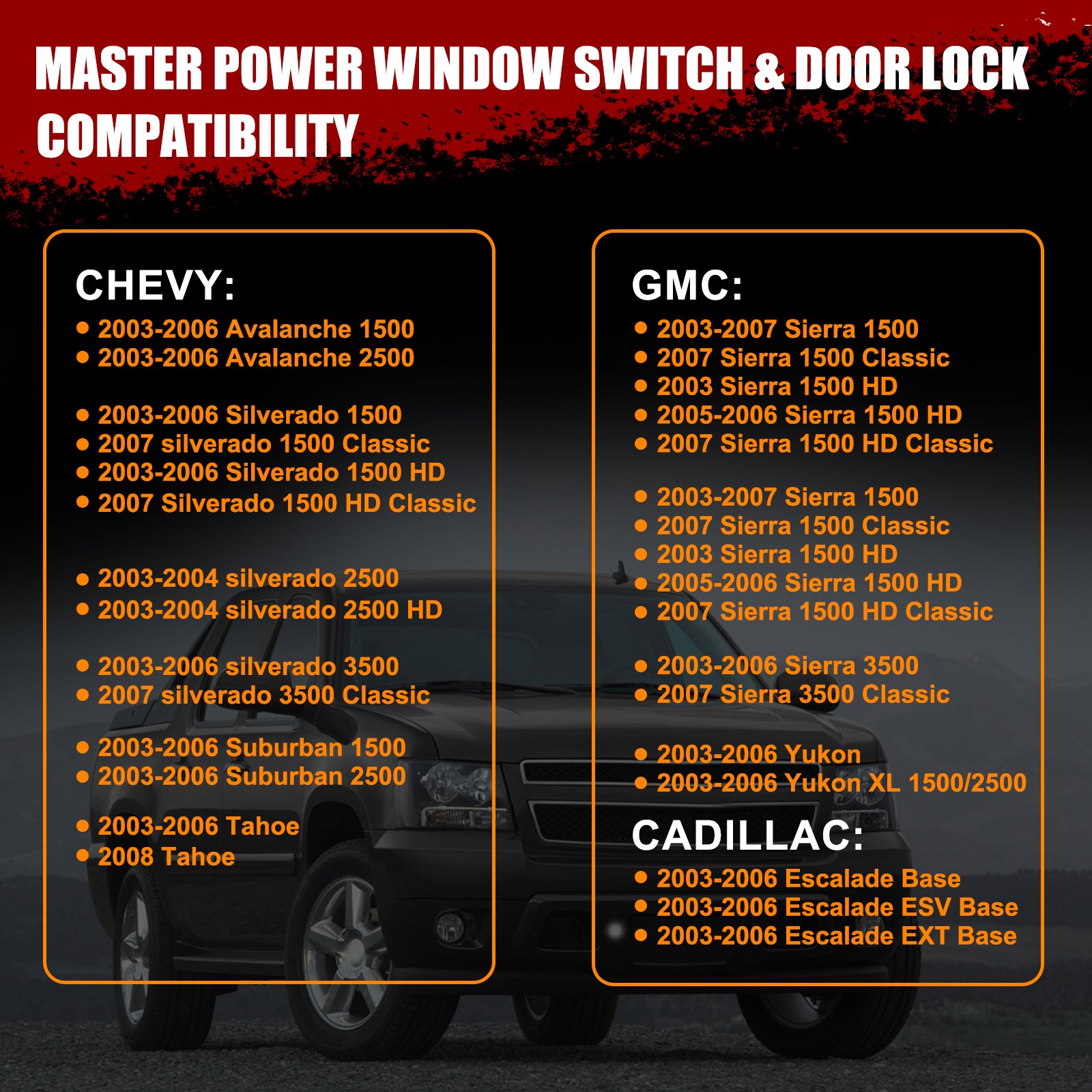 Front Driver Side Door Window Control Switch For 2003-2007 GMC Sierra 15883323