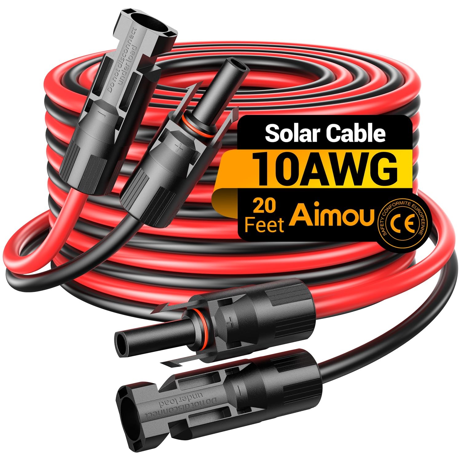 Aimou 20Feet 10AWG Solar Extension Cable, 10 Gauge Solar Panel Wire with Fema...