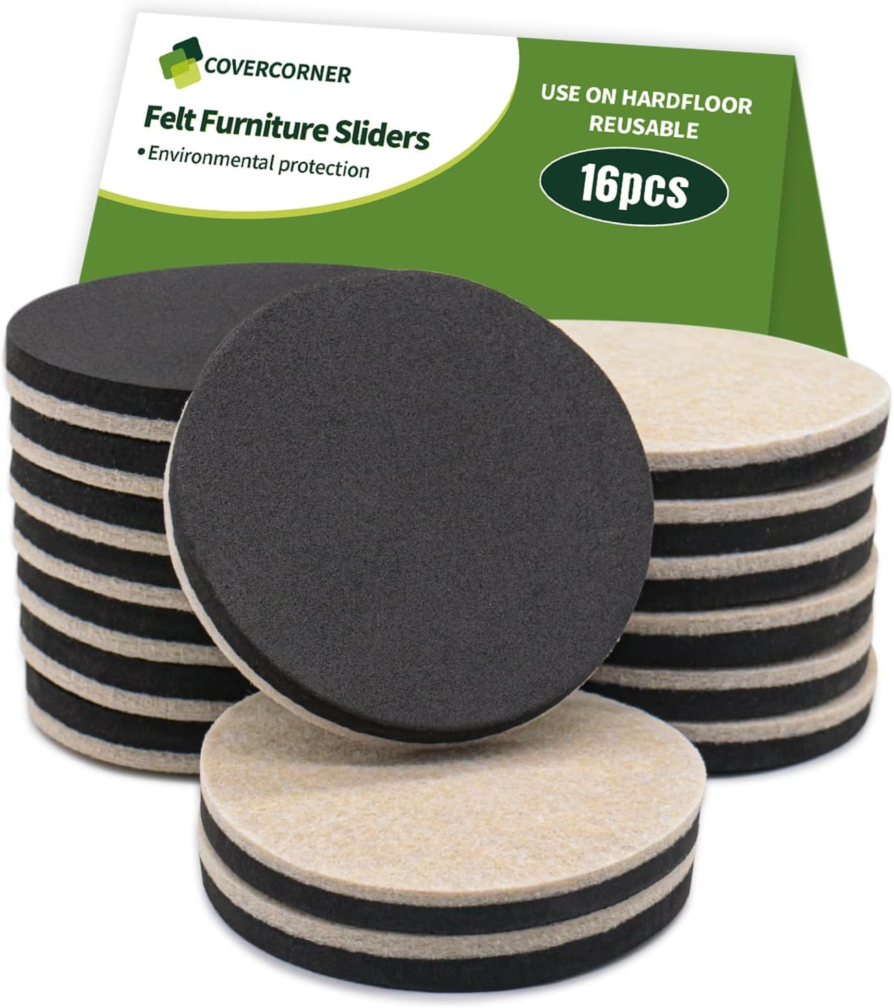 Furniture Sliders for Hardwood Floors 16 PCS - 3 1/2 Inch Sliders for Moving Fur