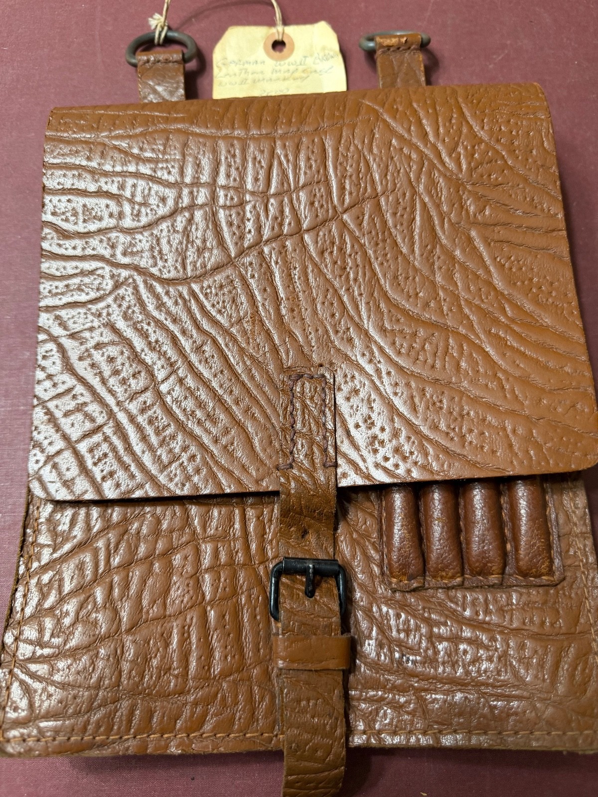 Vintage WWII German Officer Brown Leather Map Case, German Double Stamped WoA355