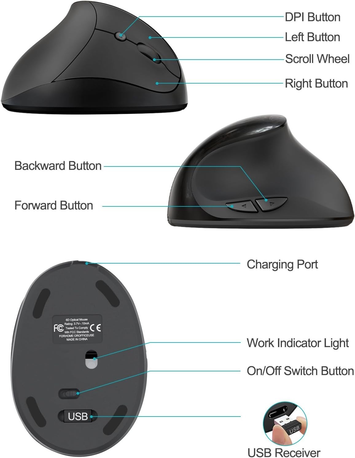 Ergonomic Wireless Mouse for Small Hands | Rechargeable & Pain-Relief Design
