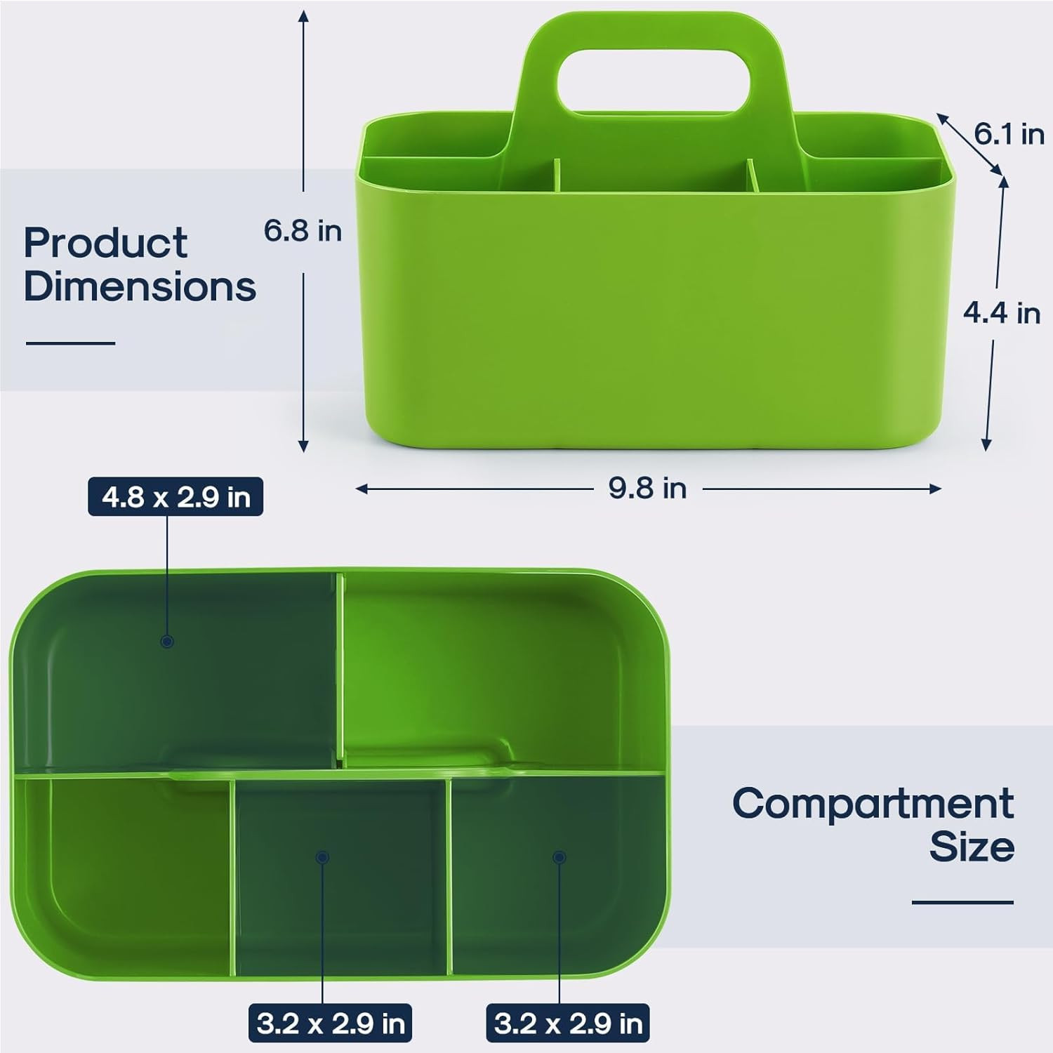 Multiuse Caddy Organizer with Handle, Portable Divided Plastic Tote Bin - Art Cr