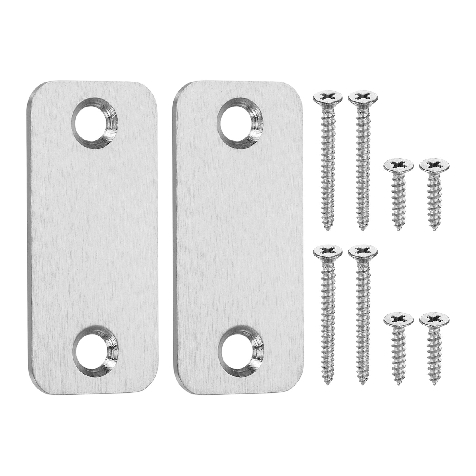 2Pcs Door Edge Hole Filler Plate 2.22"x1" Corner Cover Plate with Screw Silver