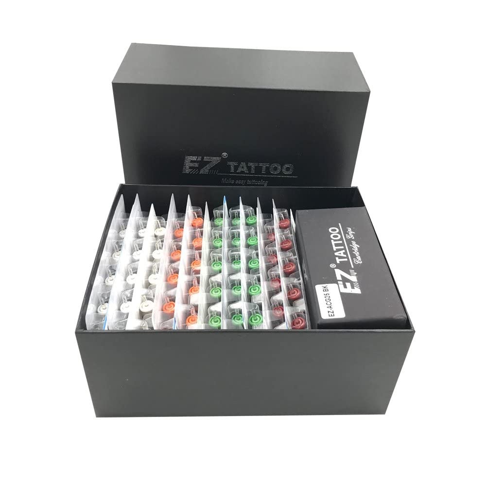 EZ Tattoo Cartridge Needles Assorted - 100 Count (Pack of 1), Multi-colored