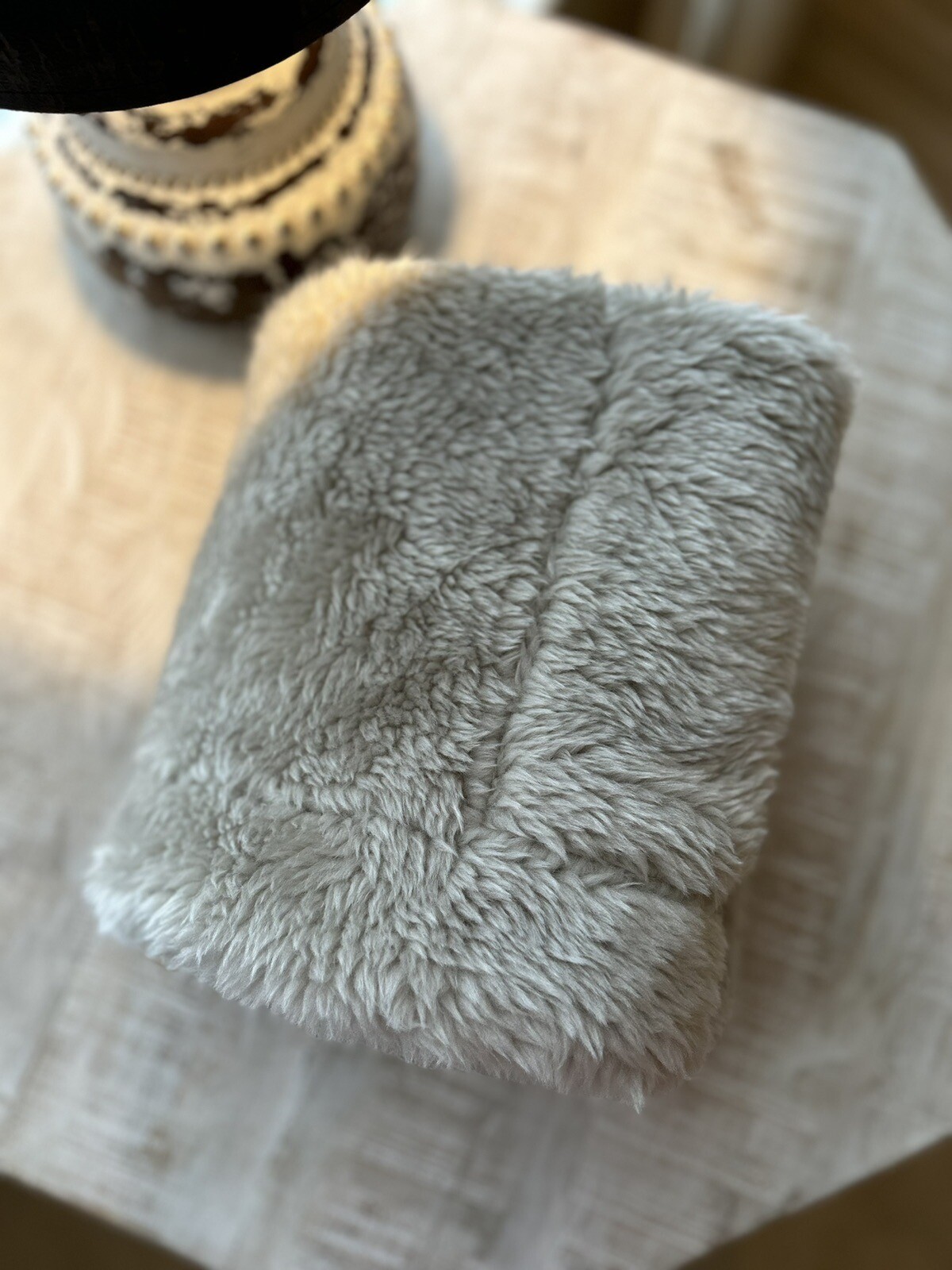 Pottery Barn Faux Shearling Fur KING Sham Stone NWOT OPEN BOX