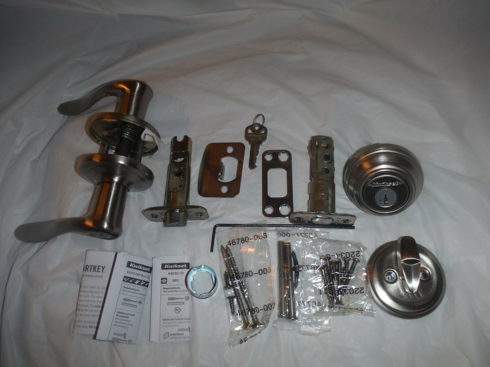 Kwikset Tustin Keyed Entry Lever Satin Nickel Combo 991TNL 15 SMT CP K4