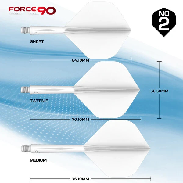 WHITE MEDIUM NO2 MISSION FORCE 90 1 PIECE MOLDED SHAFT & FLIGHT SYSTEM