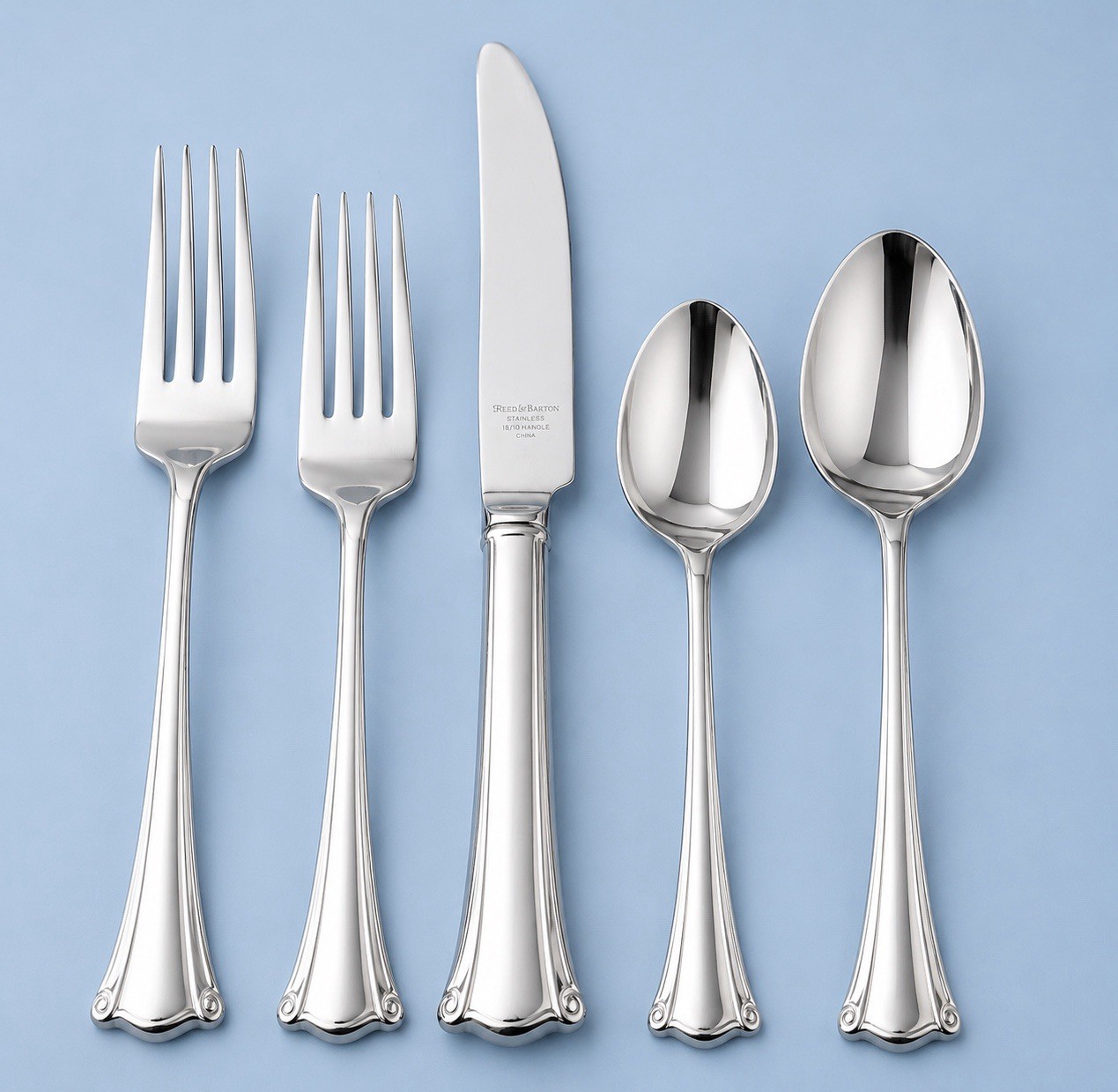 5 Pcs Reed & Barton Radiance Stainless Flatware Knives Forks Spoons