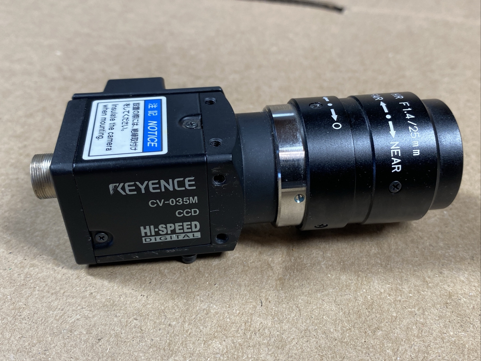 Keyence CV-035M Vision System Digital Hi-Speed CCD Camera HR F1.4/25mm Lens