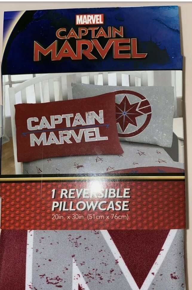 Marvel Captain Marvel Standard Reversible Pillowcase Red Brand New