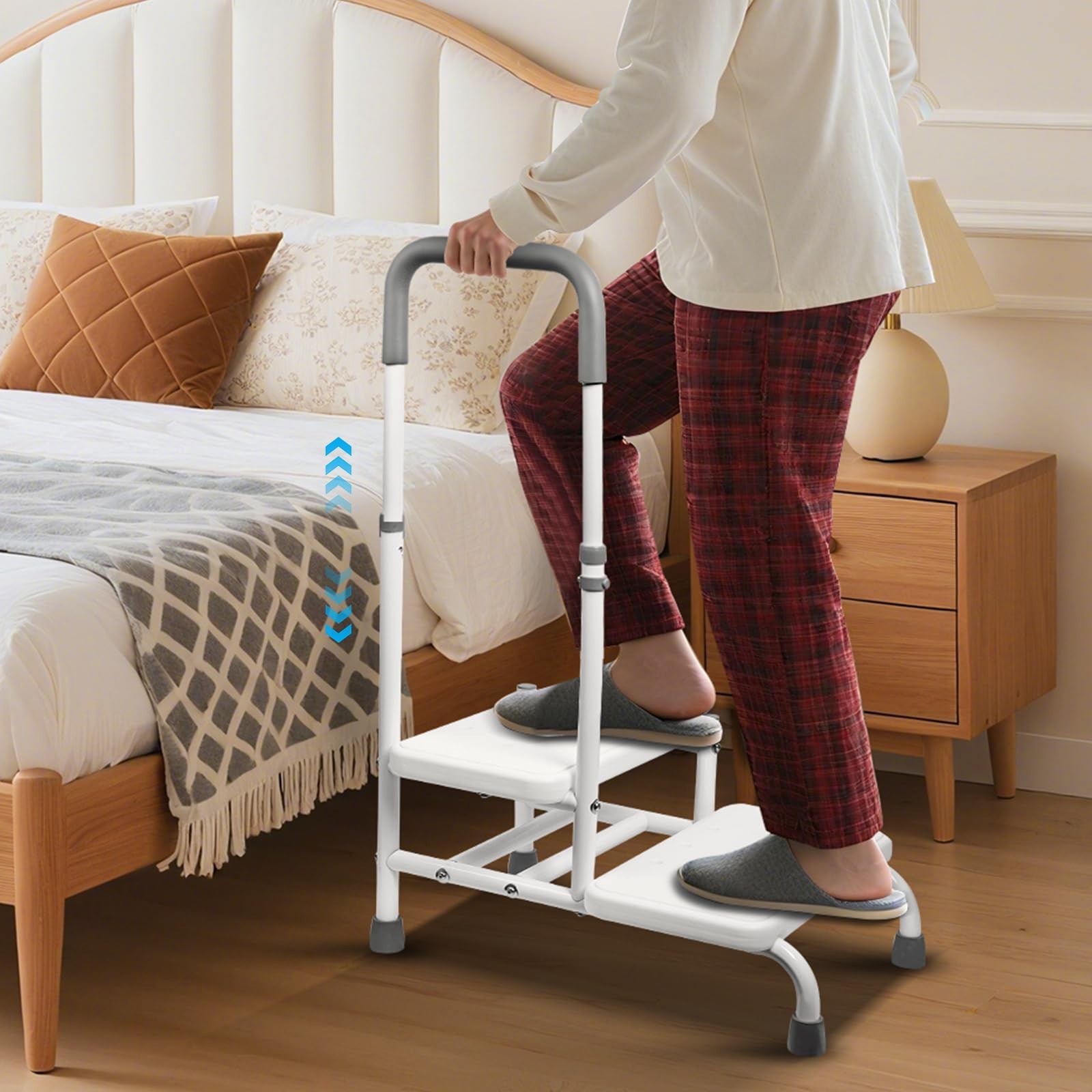 Step Stool with Handle - Heavy Duty Step Stool with Handrail, 5-Level Adjusta...