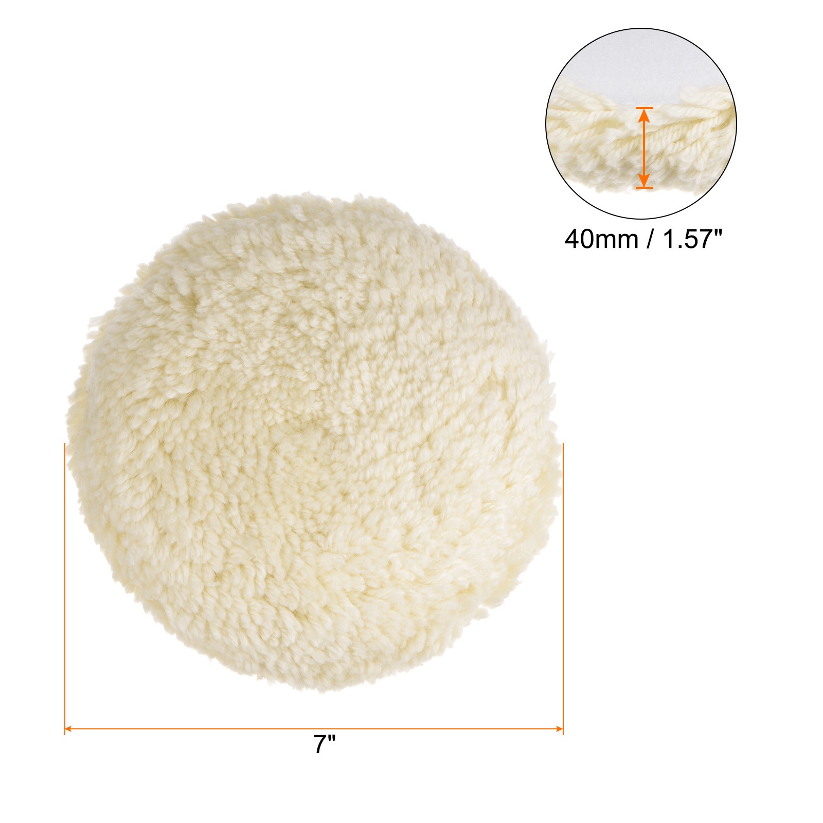 Wool Polishing Pads 7 inch Wool Buffing Pad with Hook and Loop Back