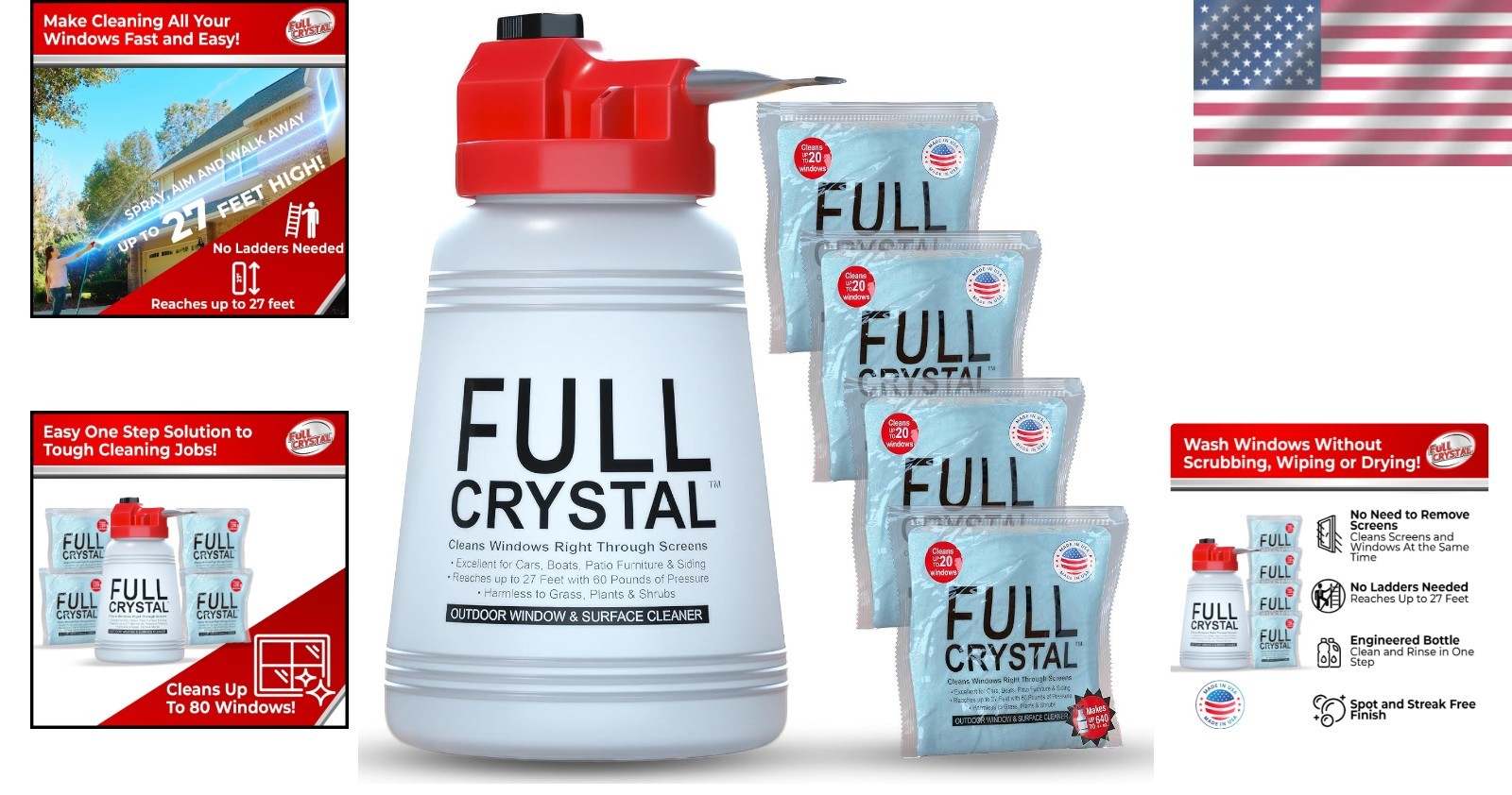 Outdoor Glass Cleaner - 27 ft , 80 Windows