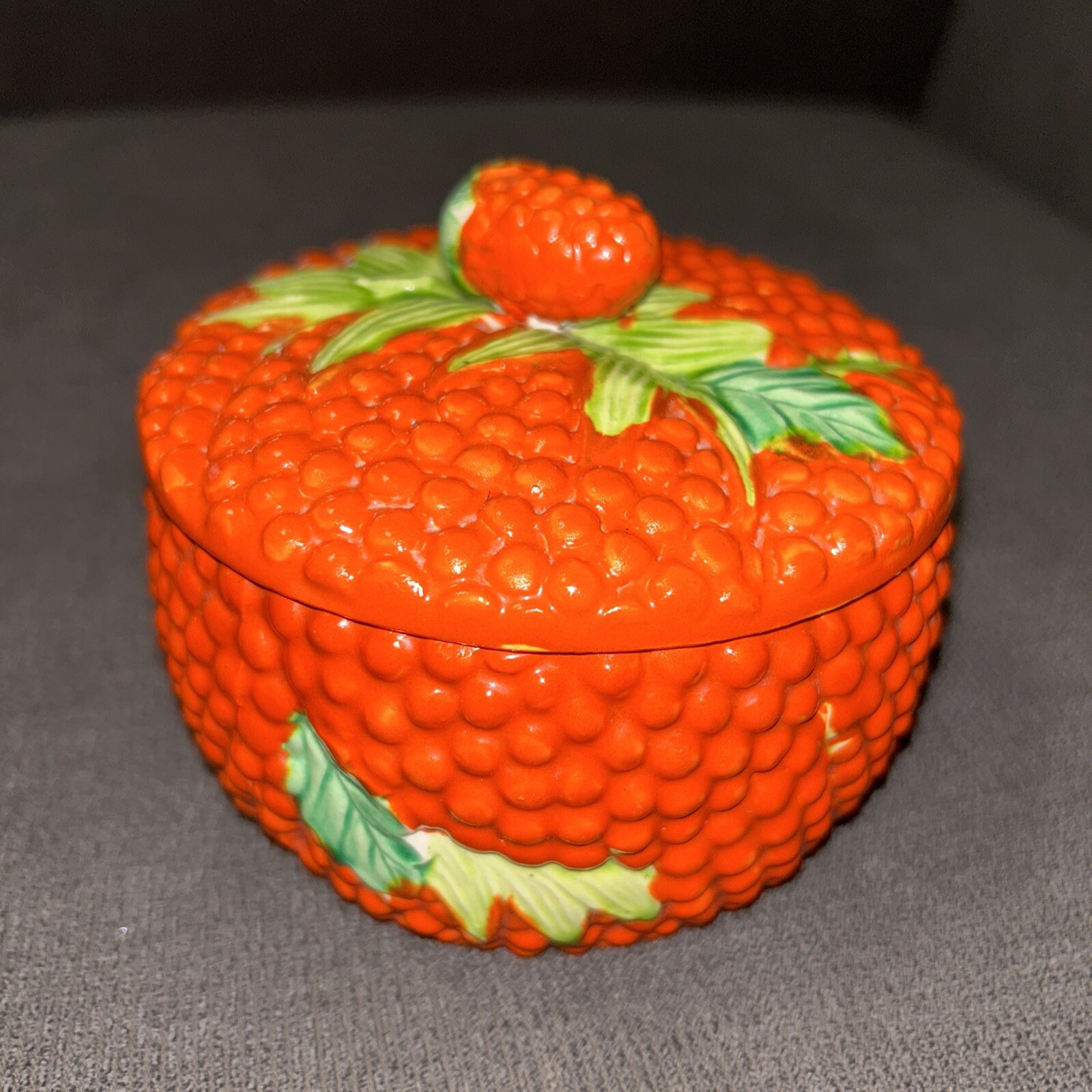 Vintage KKS 443 Strawberry Handpainted Covered Dish 4 1/4”