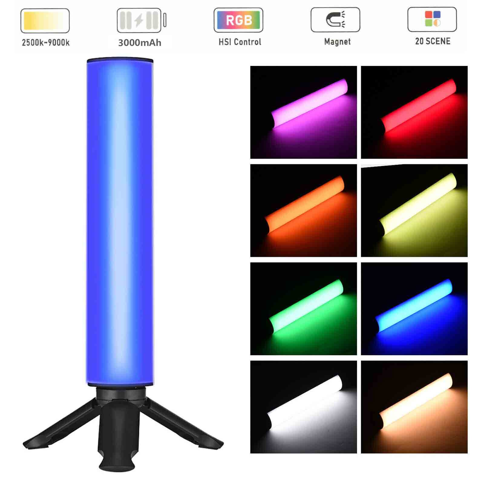Portable RGB Tube Light Magnetic LED Photography Video Light Fill Lamp w/ Tripod