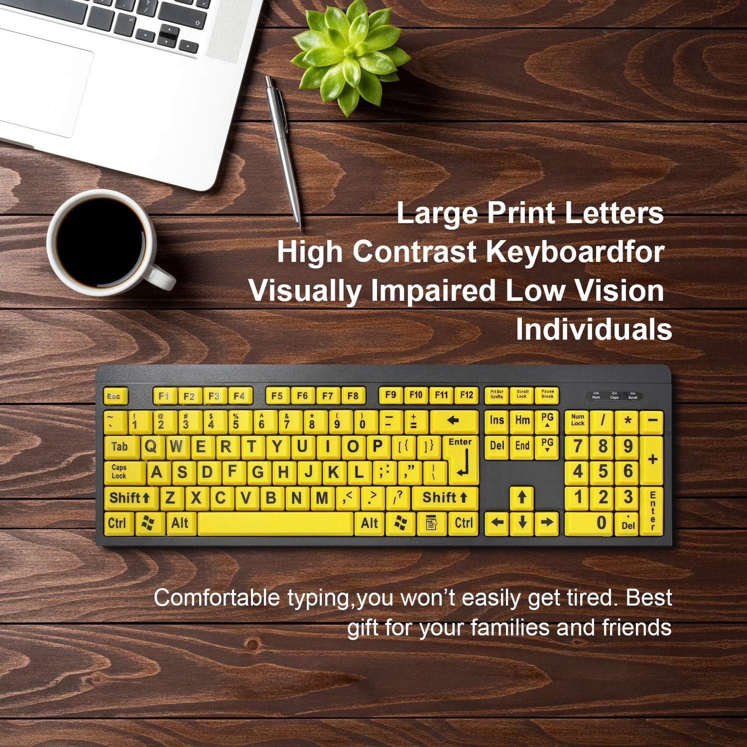 Large Print Computer Keyboard, Wired USB High Contrast Keyboard with Oversize...
