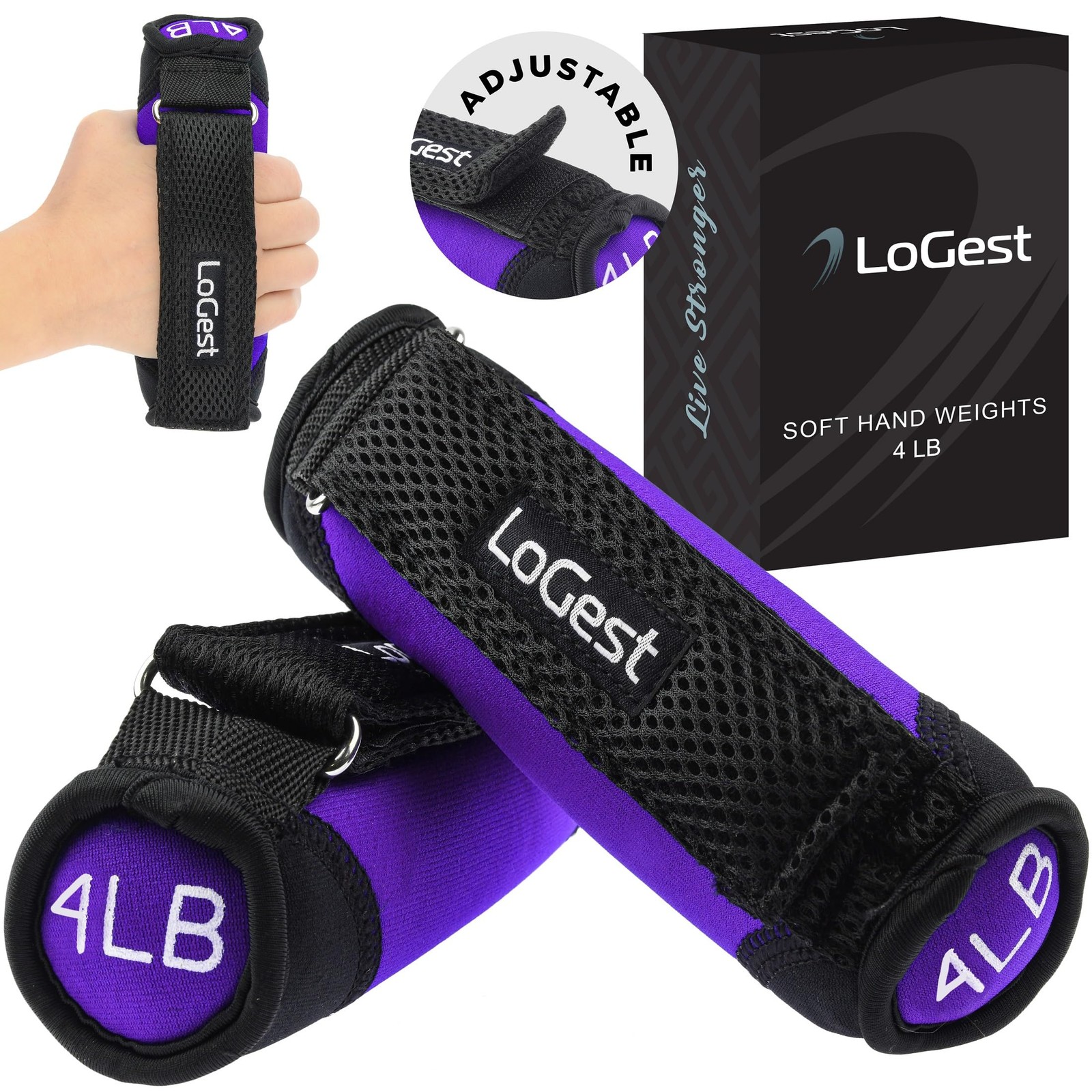 LoGest Soft Hand Weights Adjustable Straps - Comes in 1LB Weights or 2LB or 3...