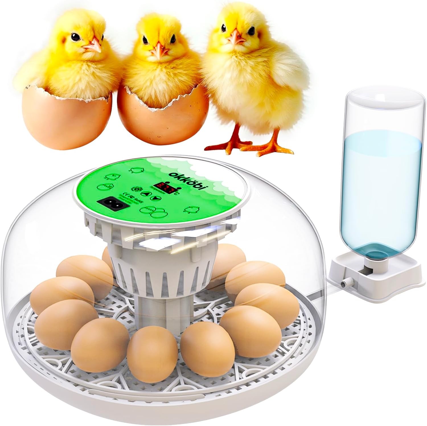 Okkobi M12 Egg Incubator with Automatic Turner and Humidity Control - 12/24 Eggs